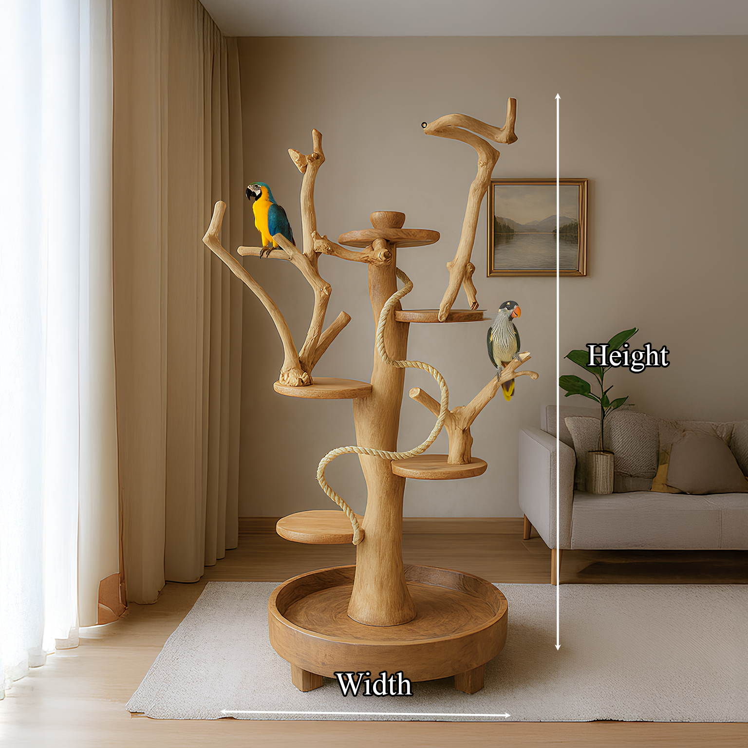 Natural Tree Parrot Playground For Living Room And Bird Space