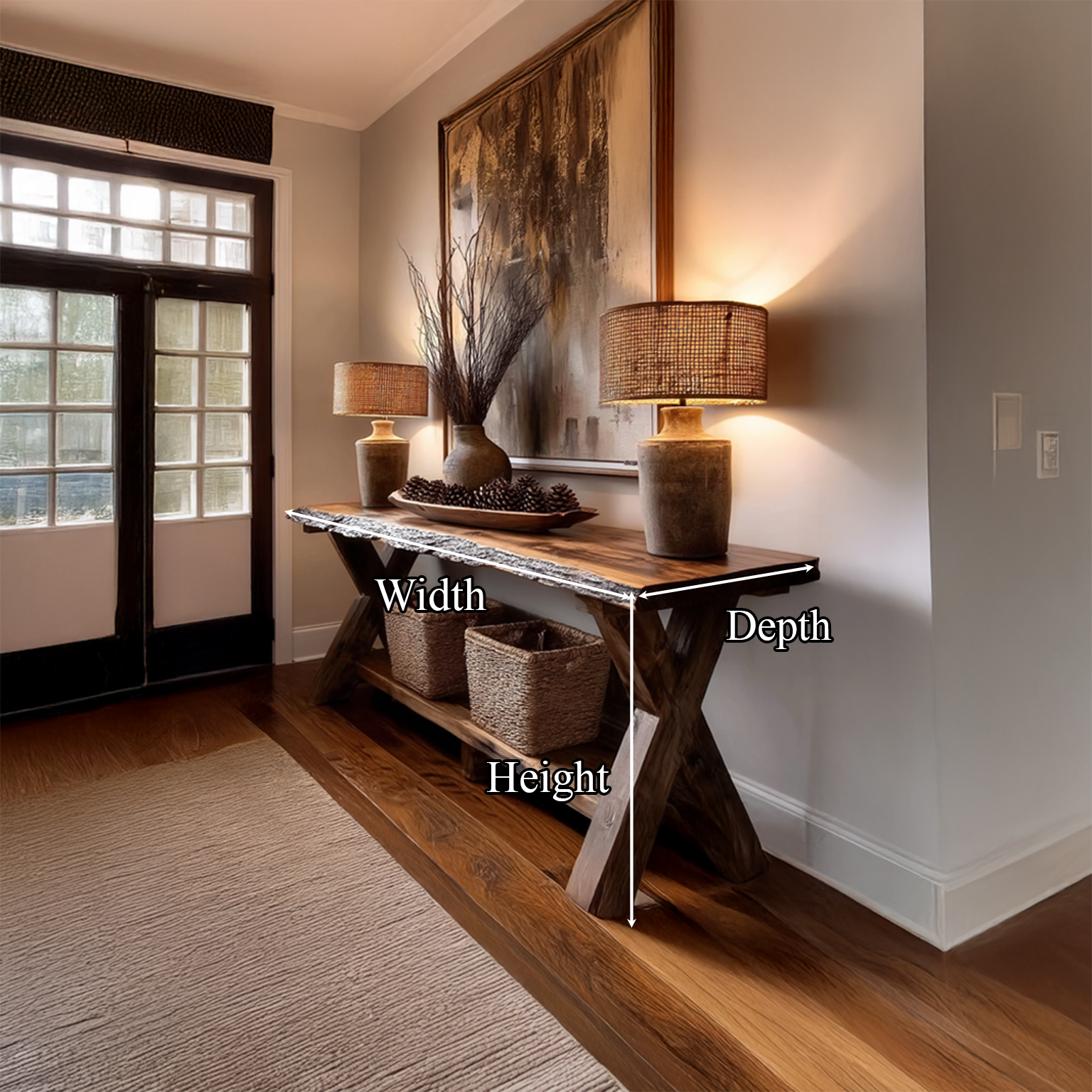 Rustic Console Table Farmhouse Sofa