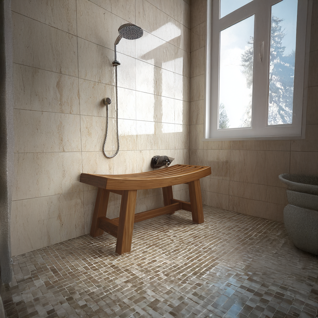 Mid Century Bench Bathroom Spa Seat Entryway