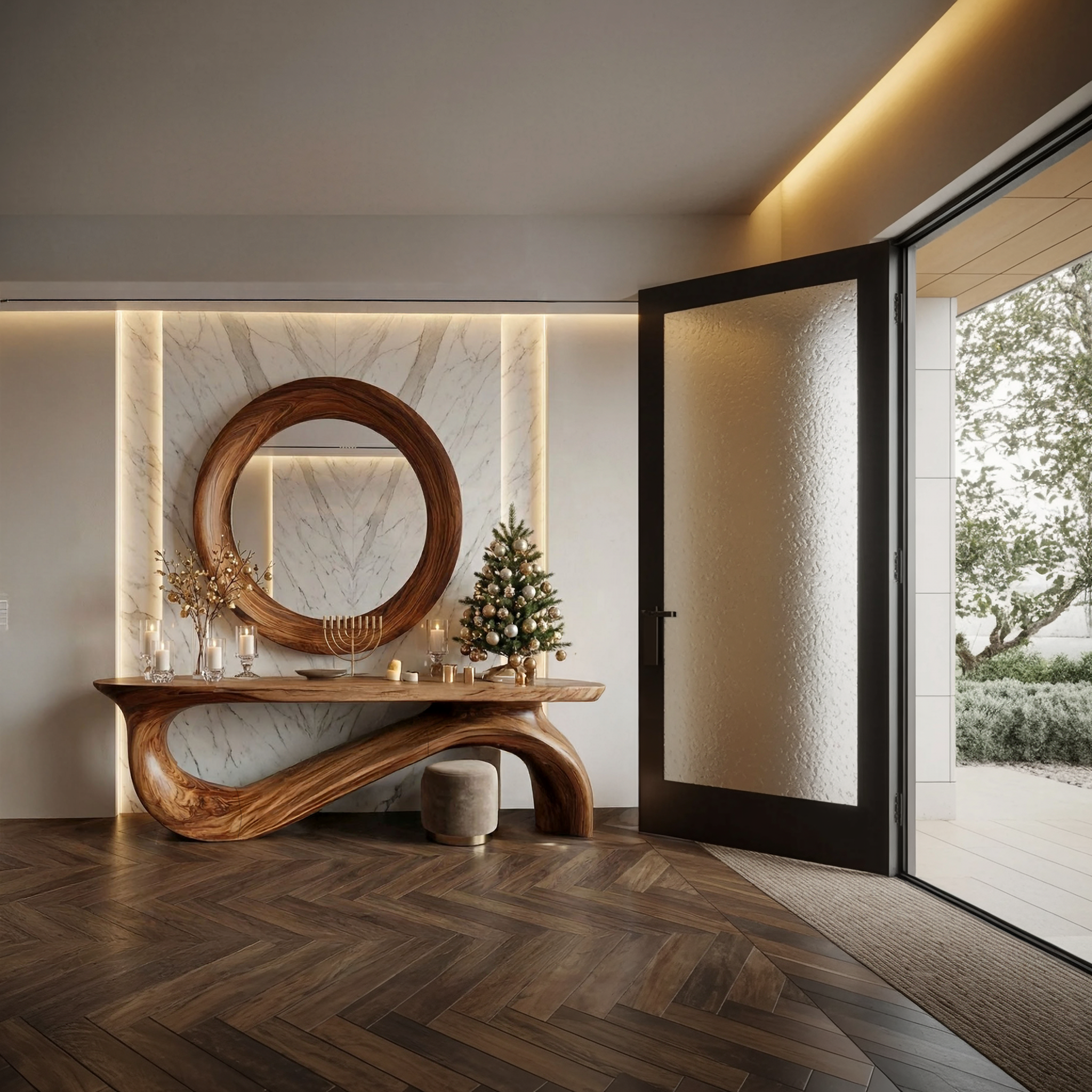 Modern Sculptural Console Table For Living Room And Entryway