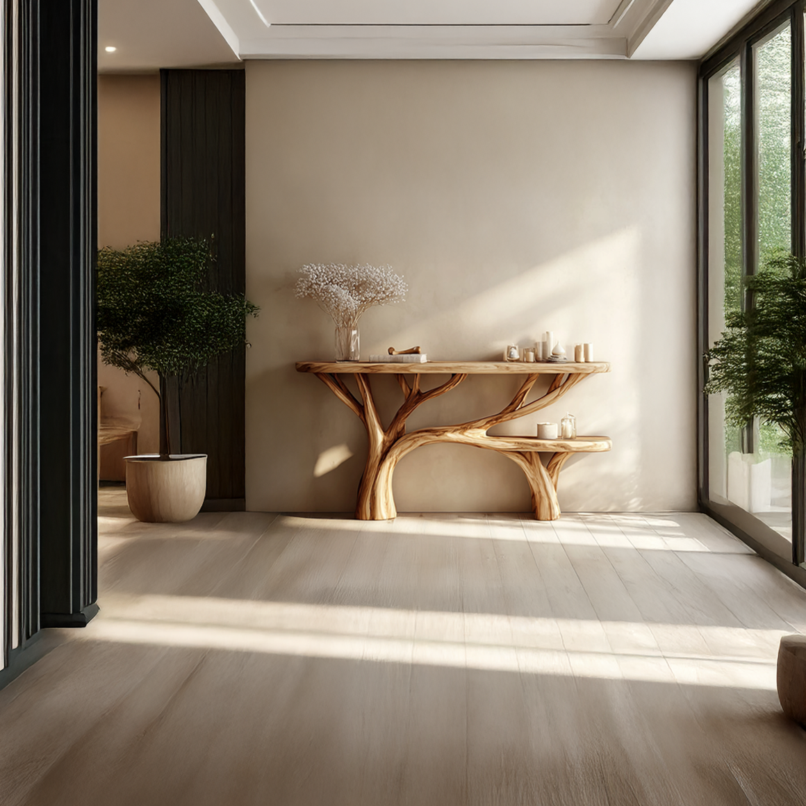Rustic Tree Design Console Table Living Room Entryway