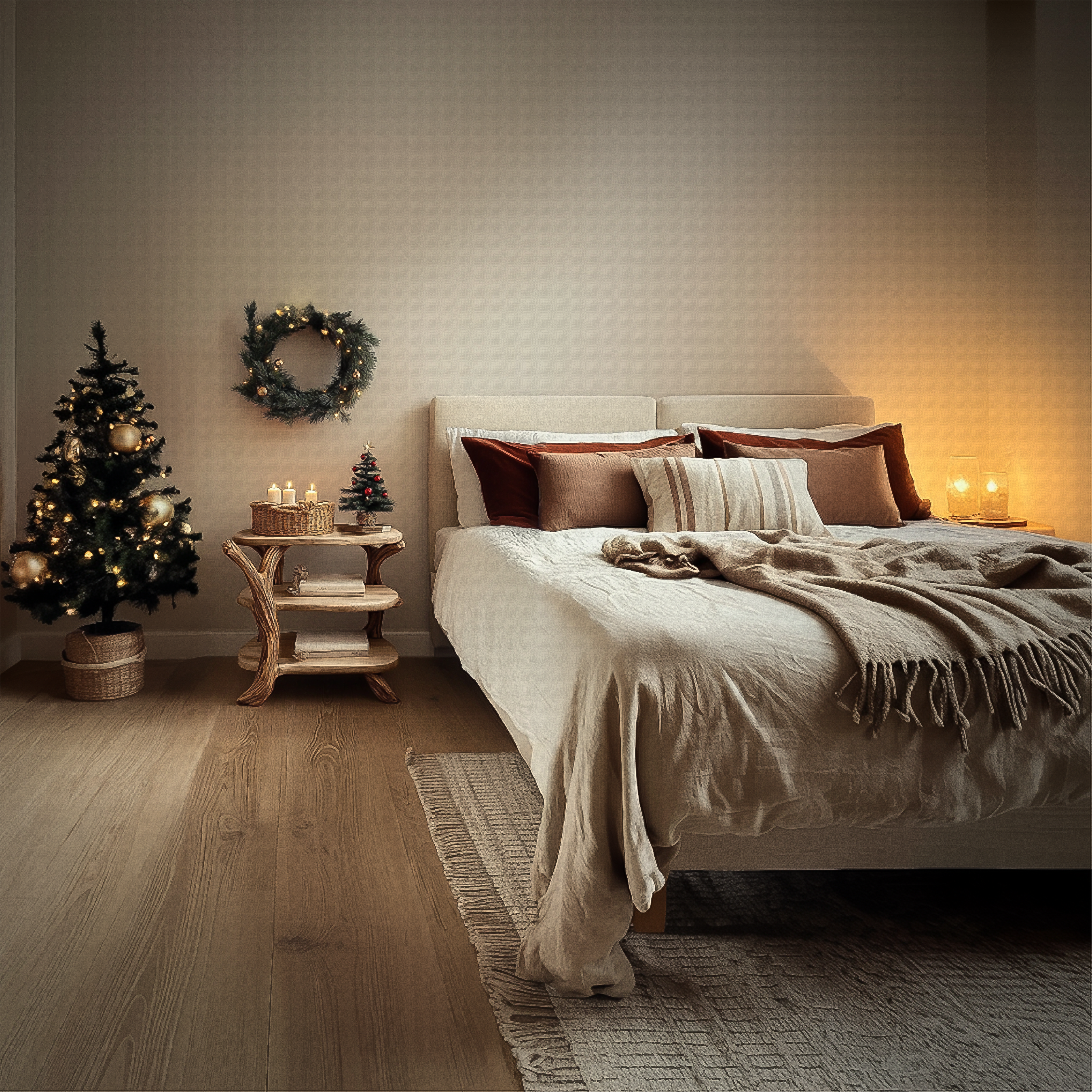 Rustic Tree Nightstand Christmas Holiday Bedroom Decor