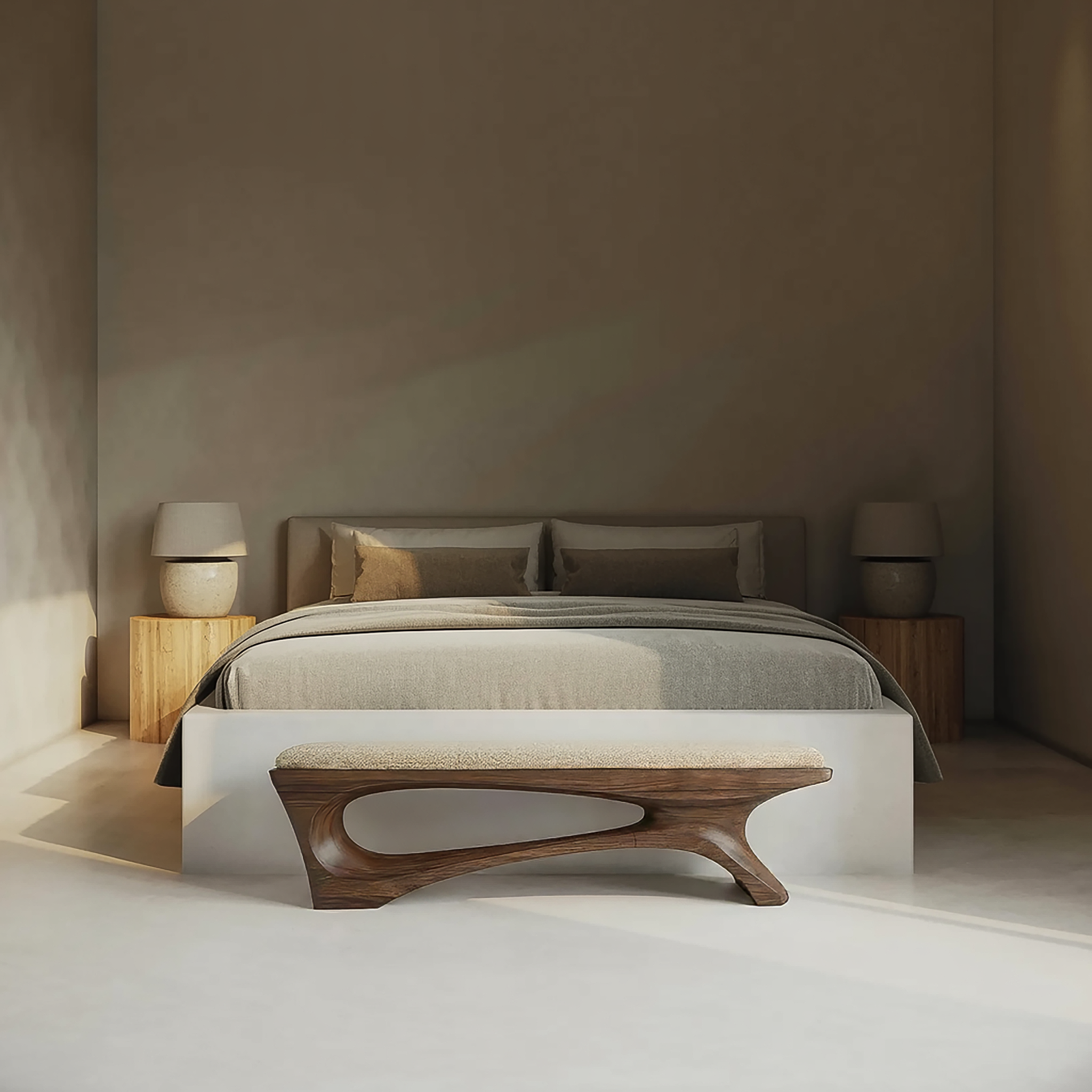 Rustic Contemporary Void Bench For Entryway And Interior