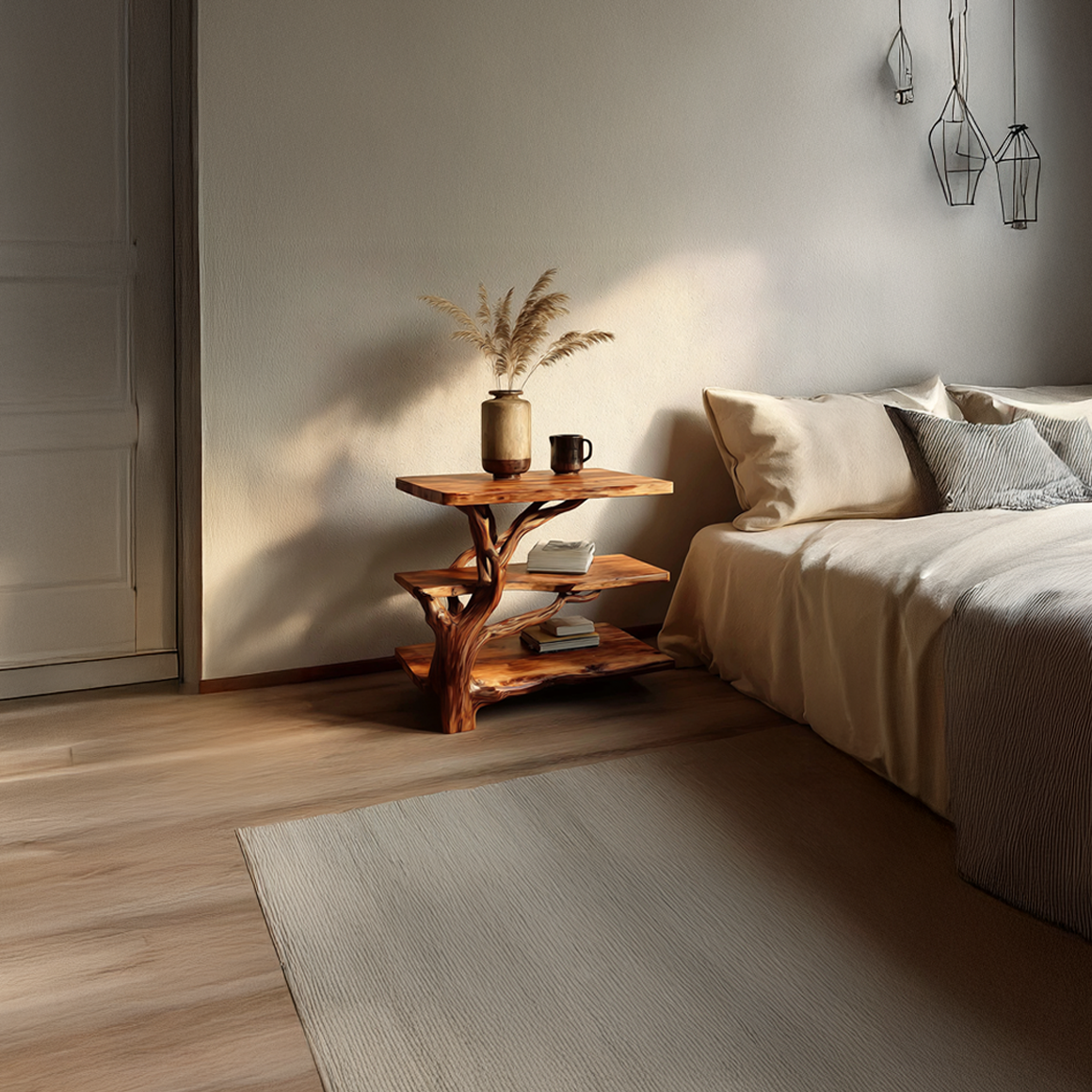 Rustic Tree Bedside Table Bedroom