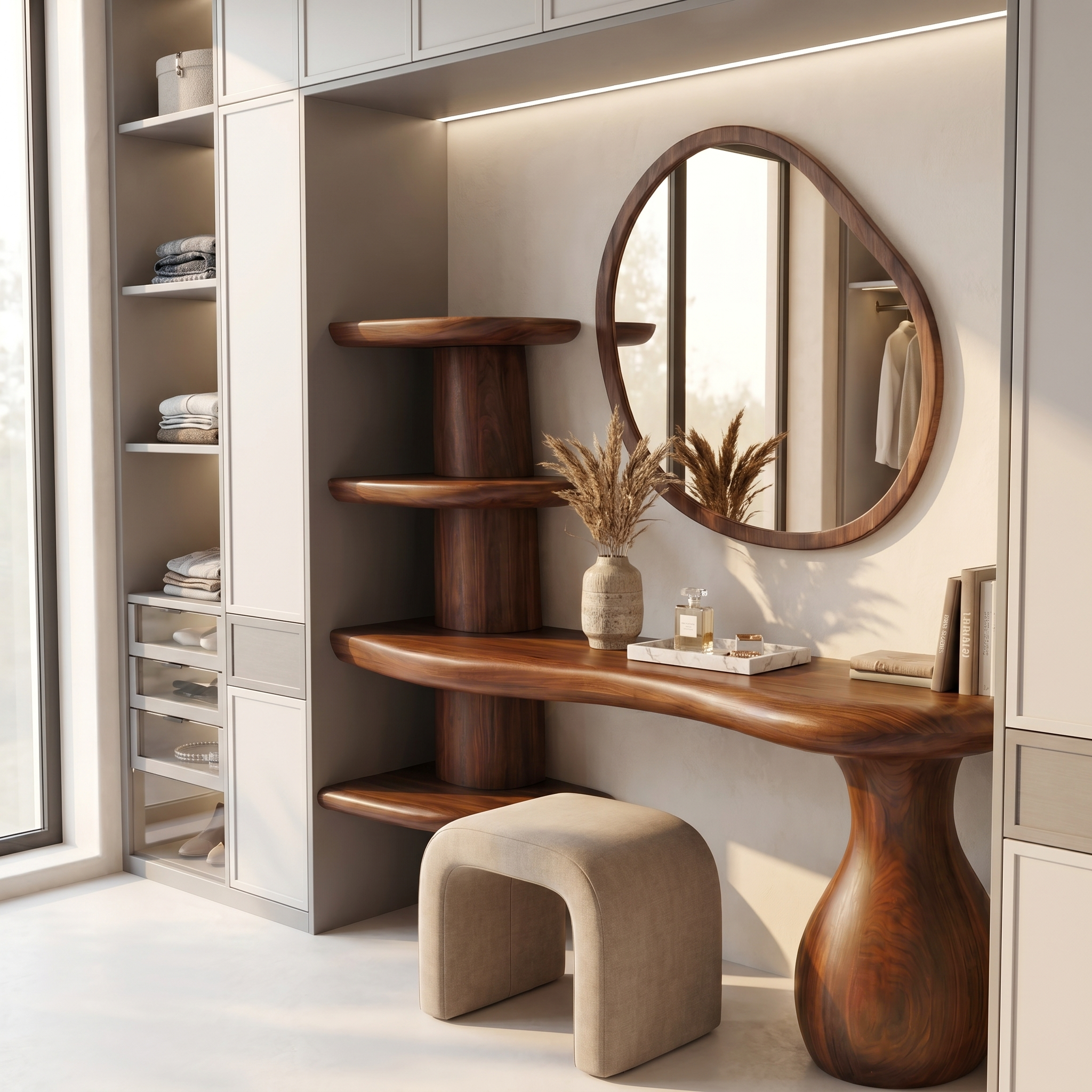 Organic Corner Vanity Table For Bedroom