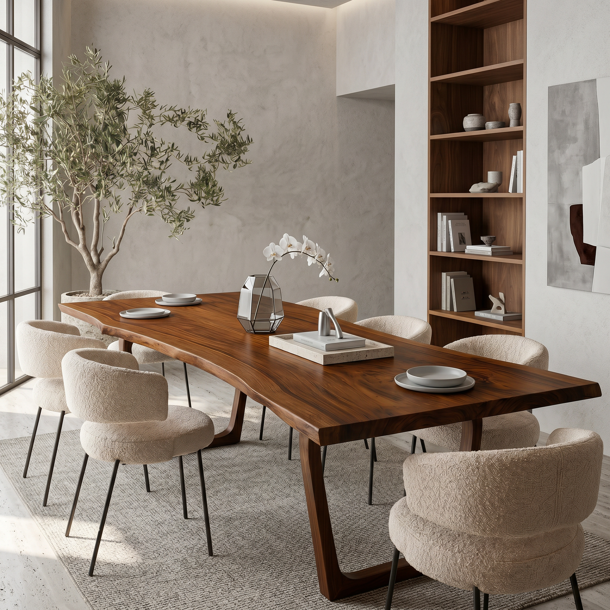 Organic Live Edge Dining Table With U Shaped Wood Legs For Dining Room