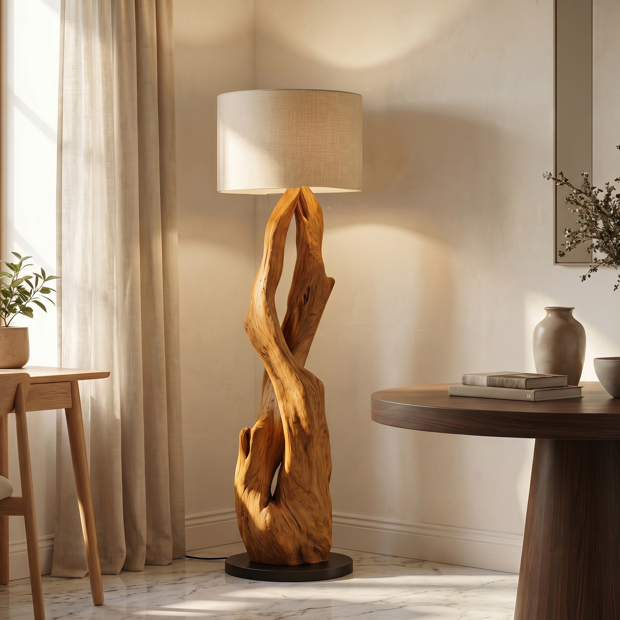 Luxury Organic Modern Sculptural Floor Lamp For Bedroom And Corner