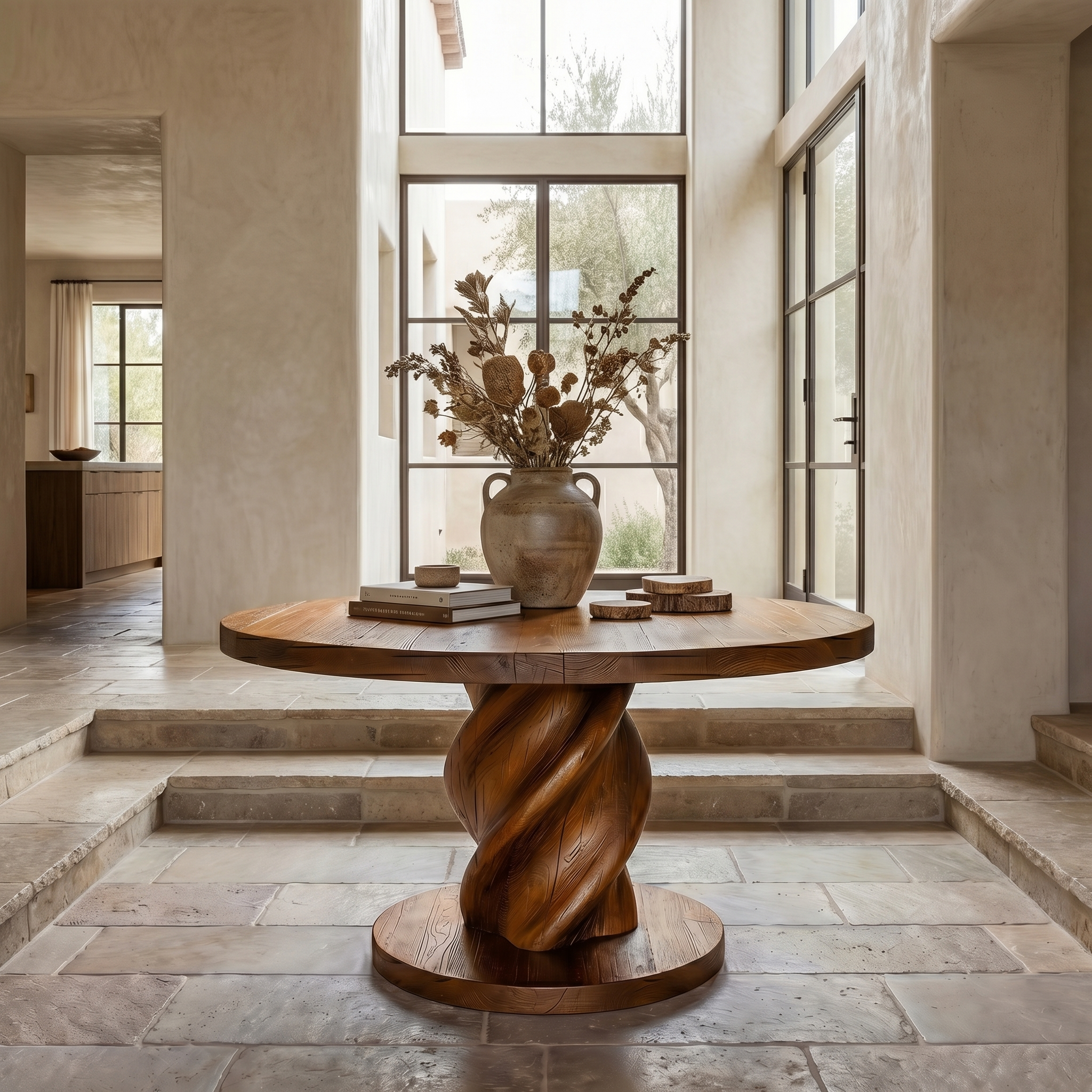 Modern Luxury Statement Round Entry Table For Entryway And Lobby