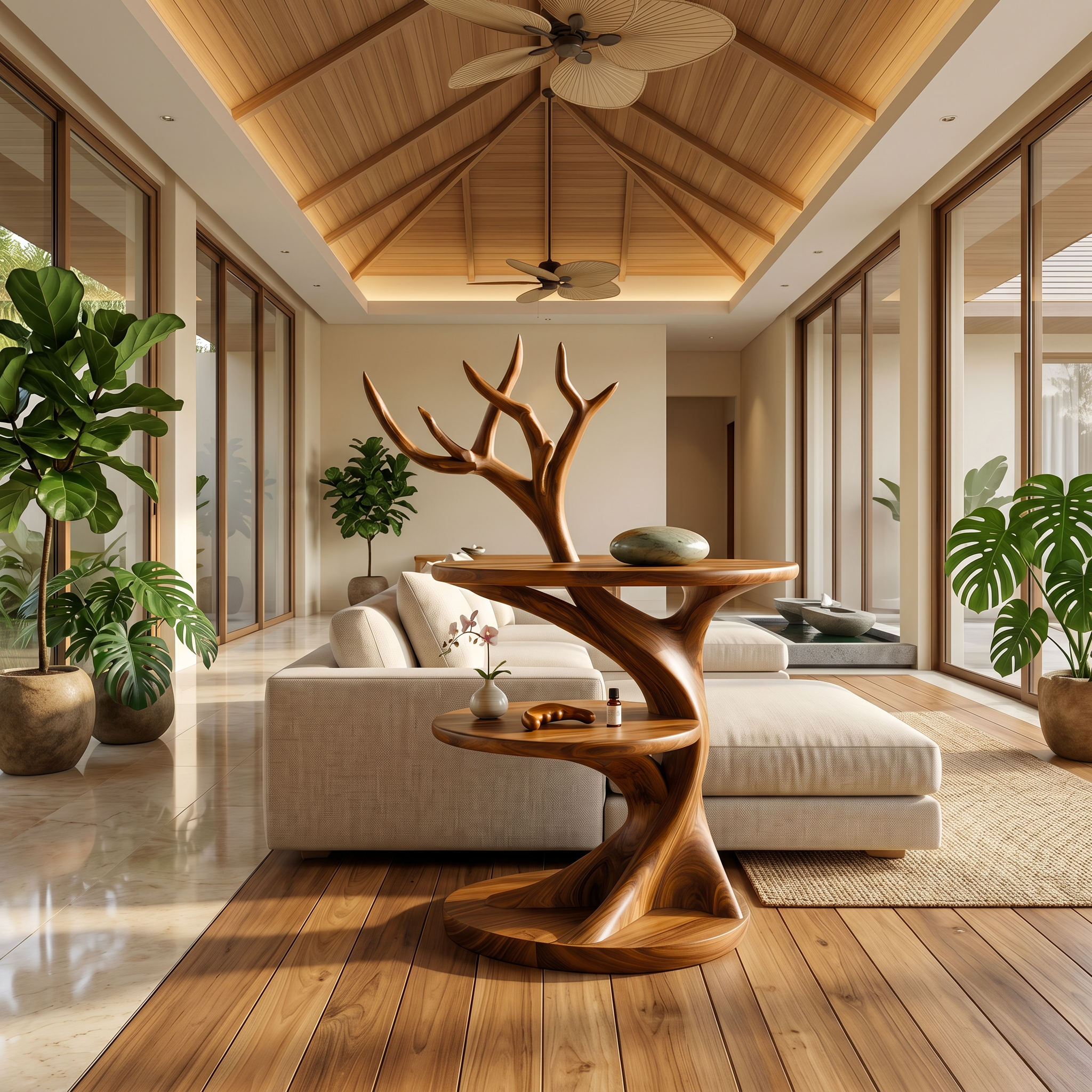 Organic Bedside Table With Sculptural Tree Branch Form For Bedroom And Reading Nook