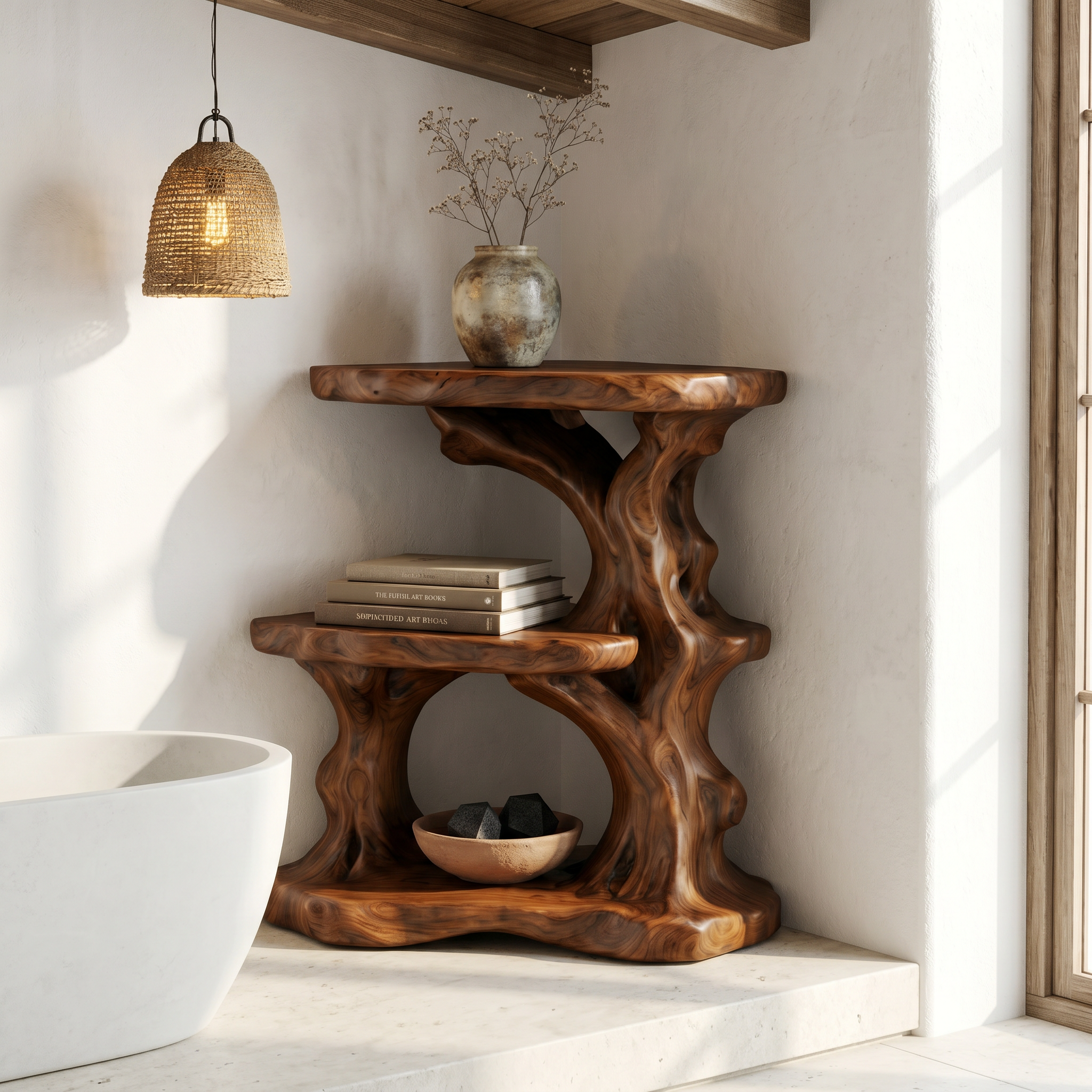 Organic Bathroom Shelf With Tiered Bathroom Display For Bathroom