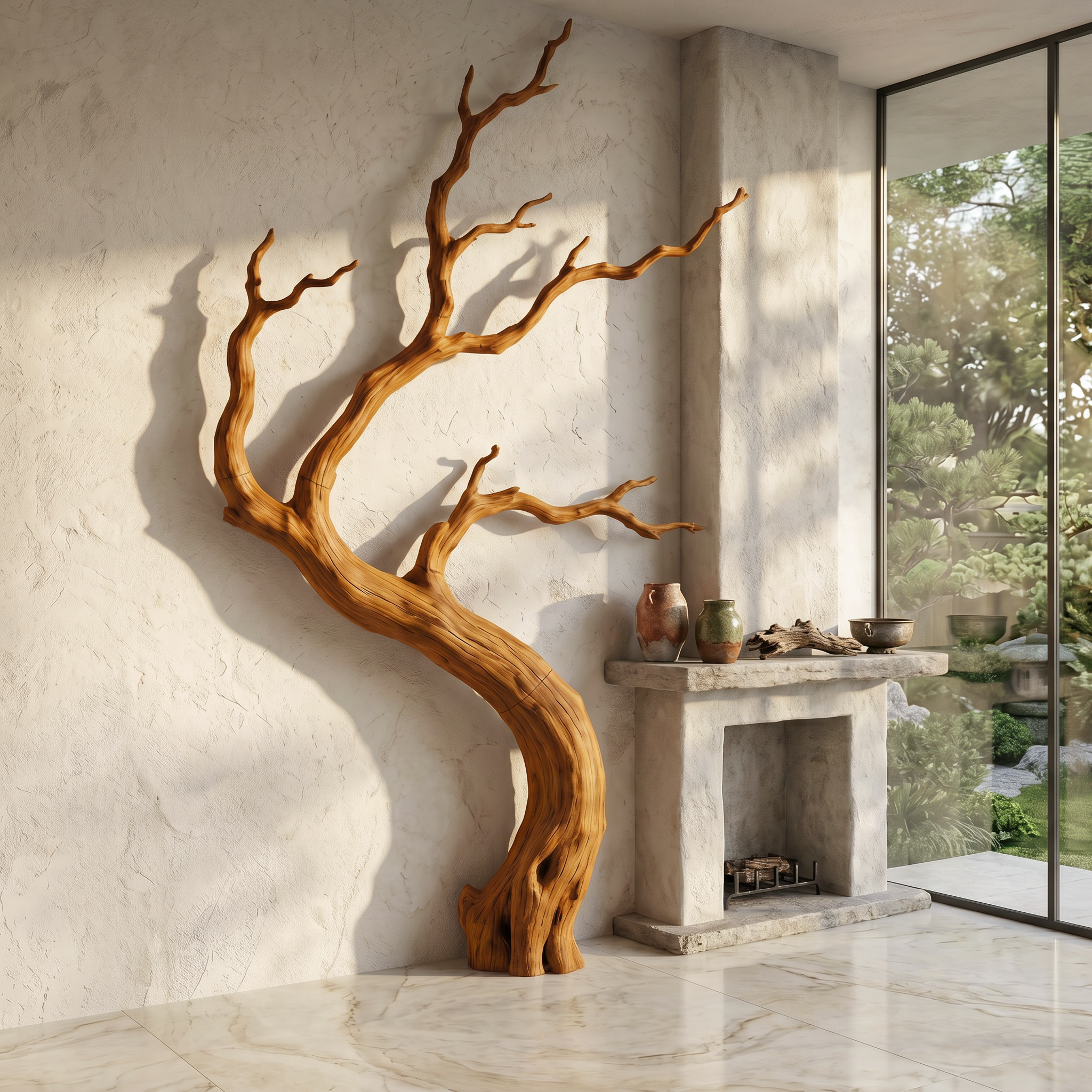 Rustic Wall Decor Tree Branch Design For Living Room