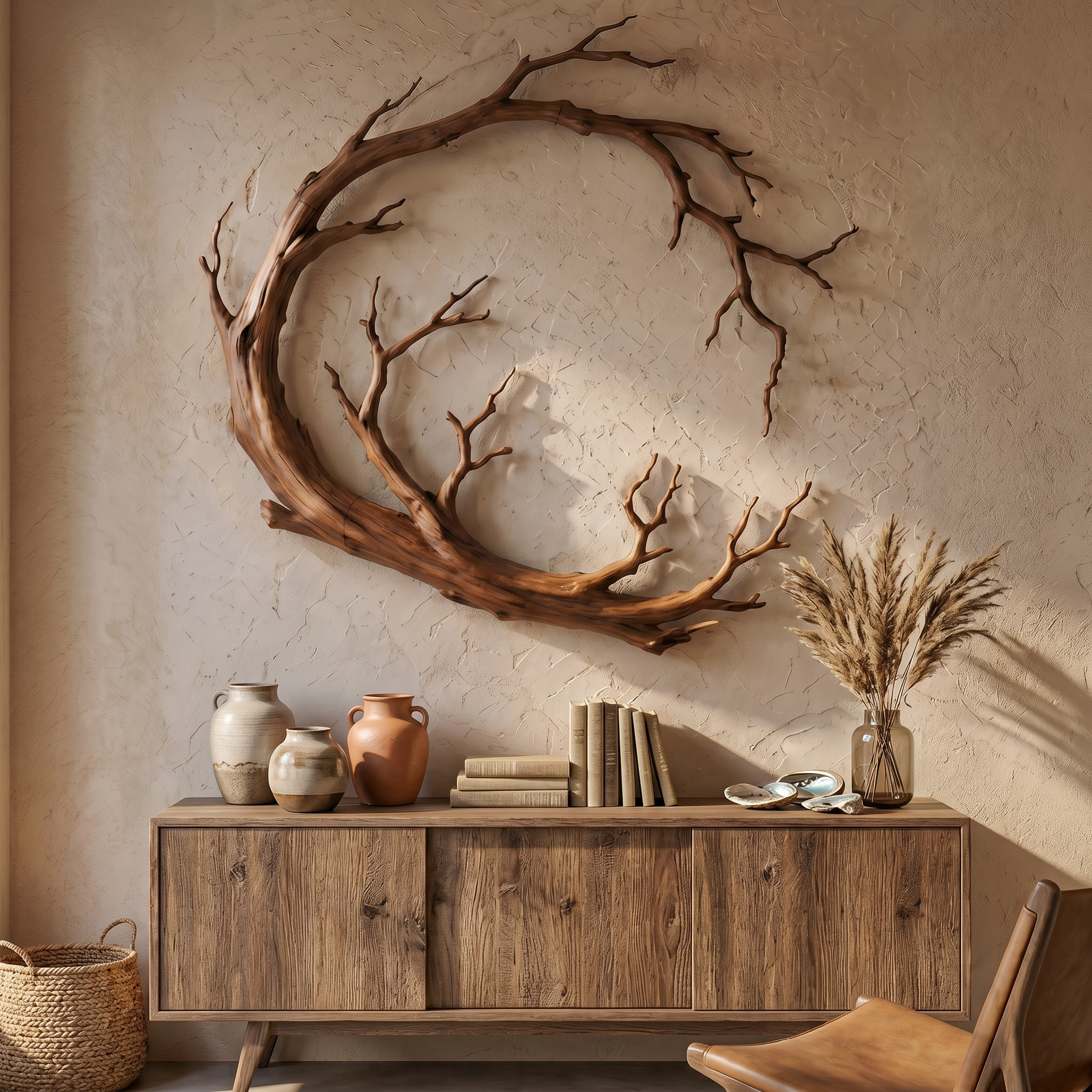 Nature Inspired Wall Decor Organic Branch Ring For Living Room