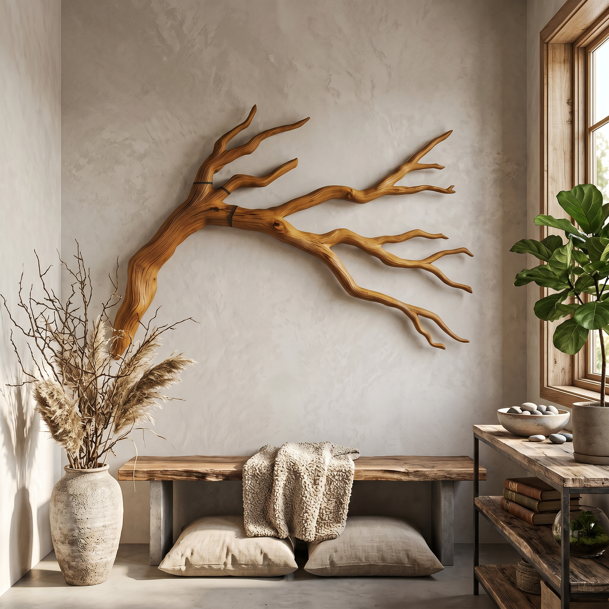 Rustic Wall Decor Natural Branch Sculpture For Living Room