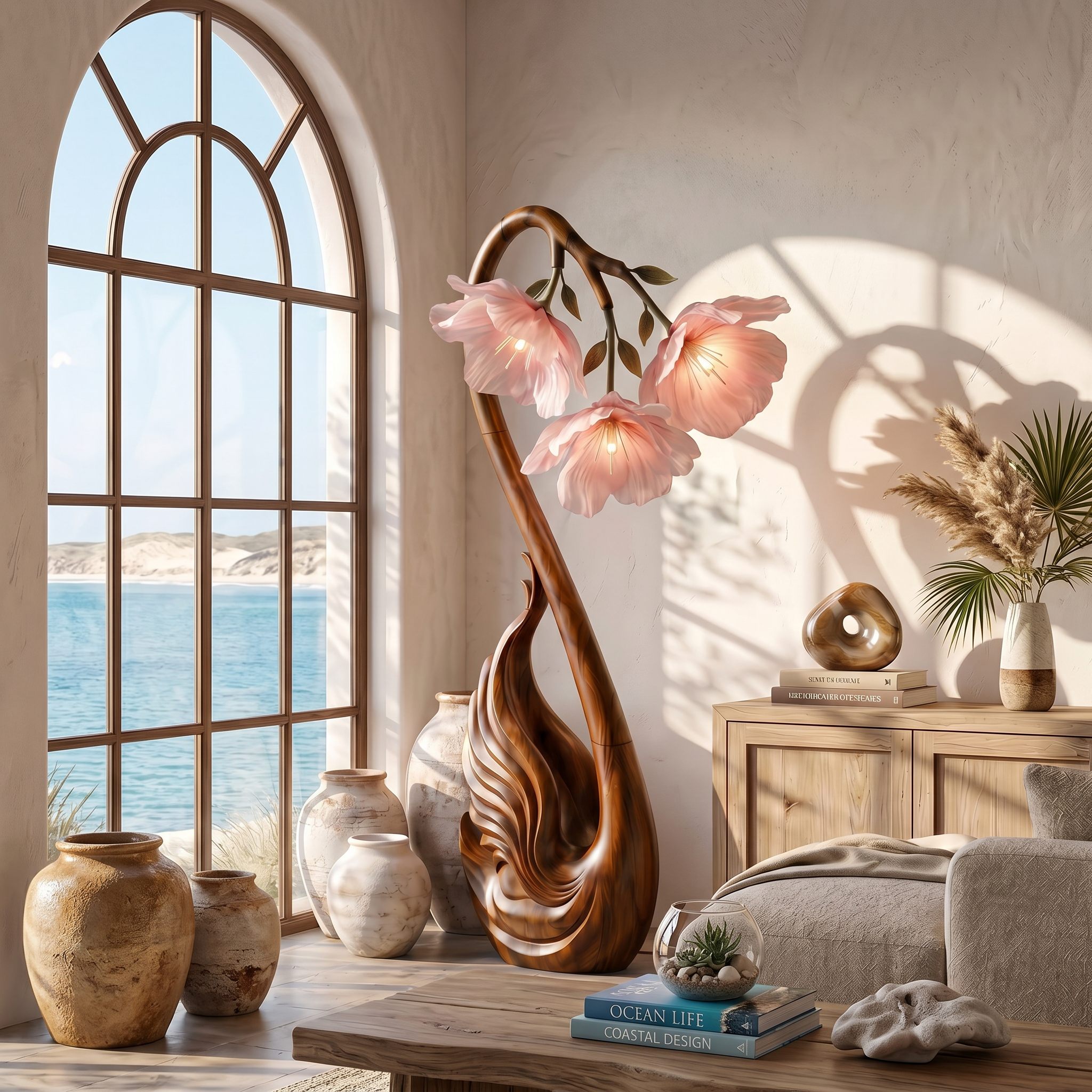 Modern Floor Lamp Sculptural Flower Design For Living Room