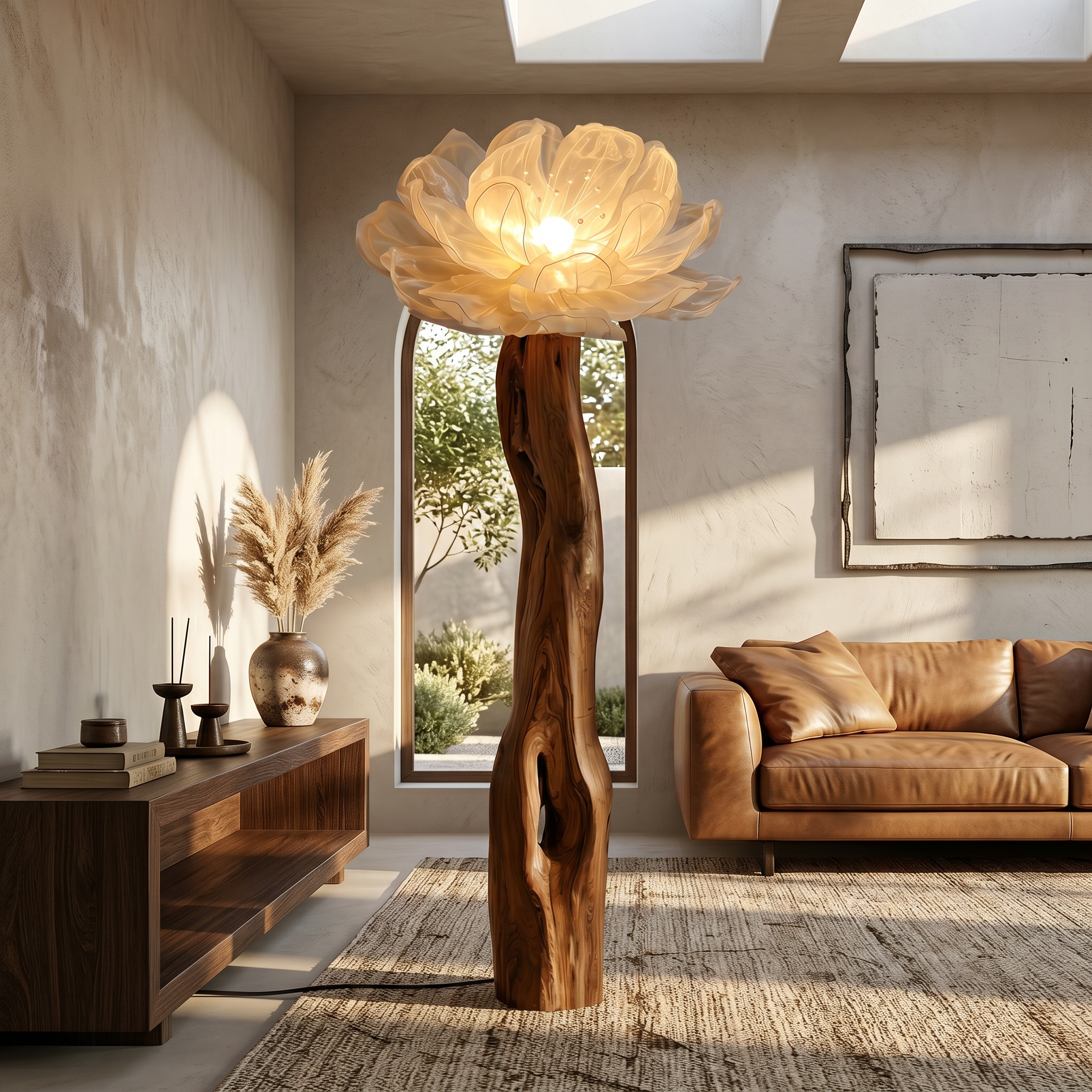 Artistic Floor Lamp Sculptural Flower Arrangement For Living Room