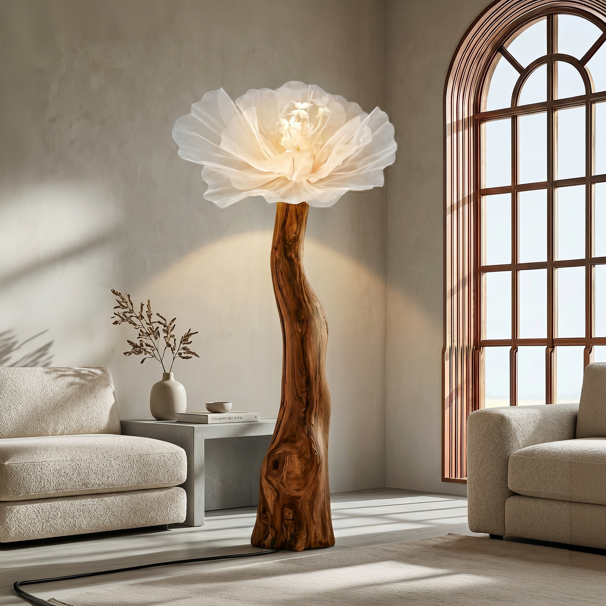 Sculptural Standing Lamp Organic Blossom Form For Living Room