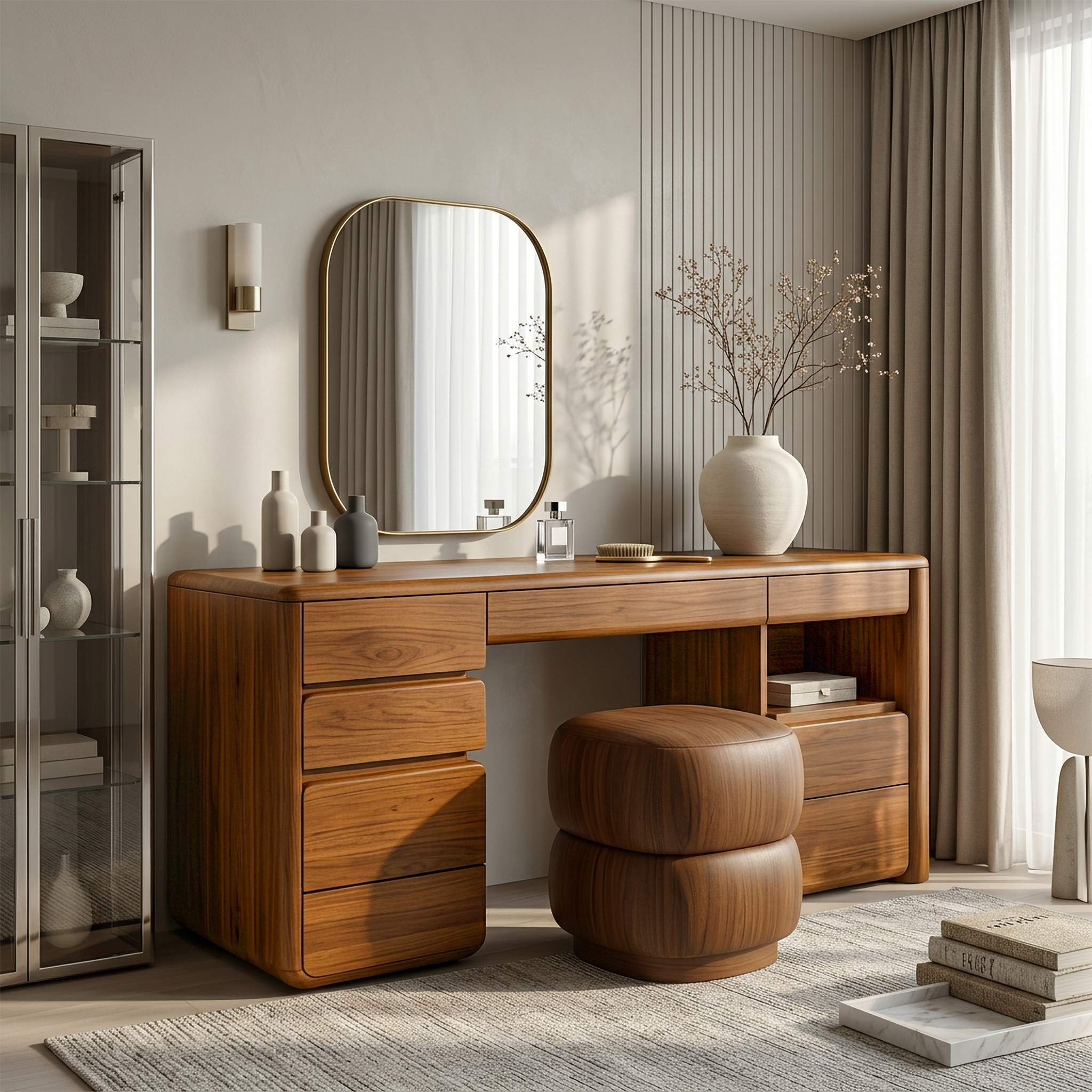 Scandinavian Dressing Table With Storage Cabinet For Bedroom And Dressing Room
