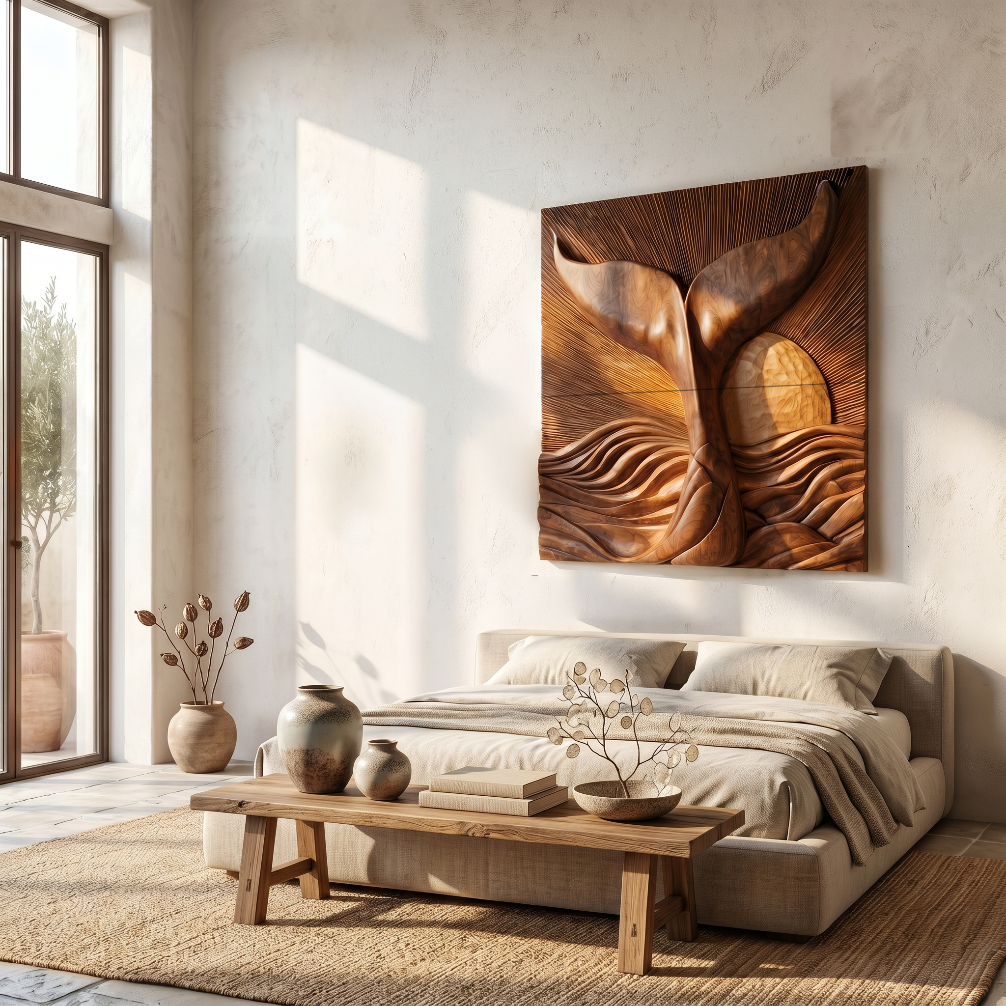 Abstract Botanical Wall Art Panel For Living Room And Entryway