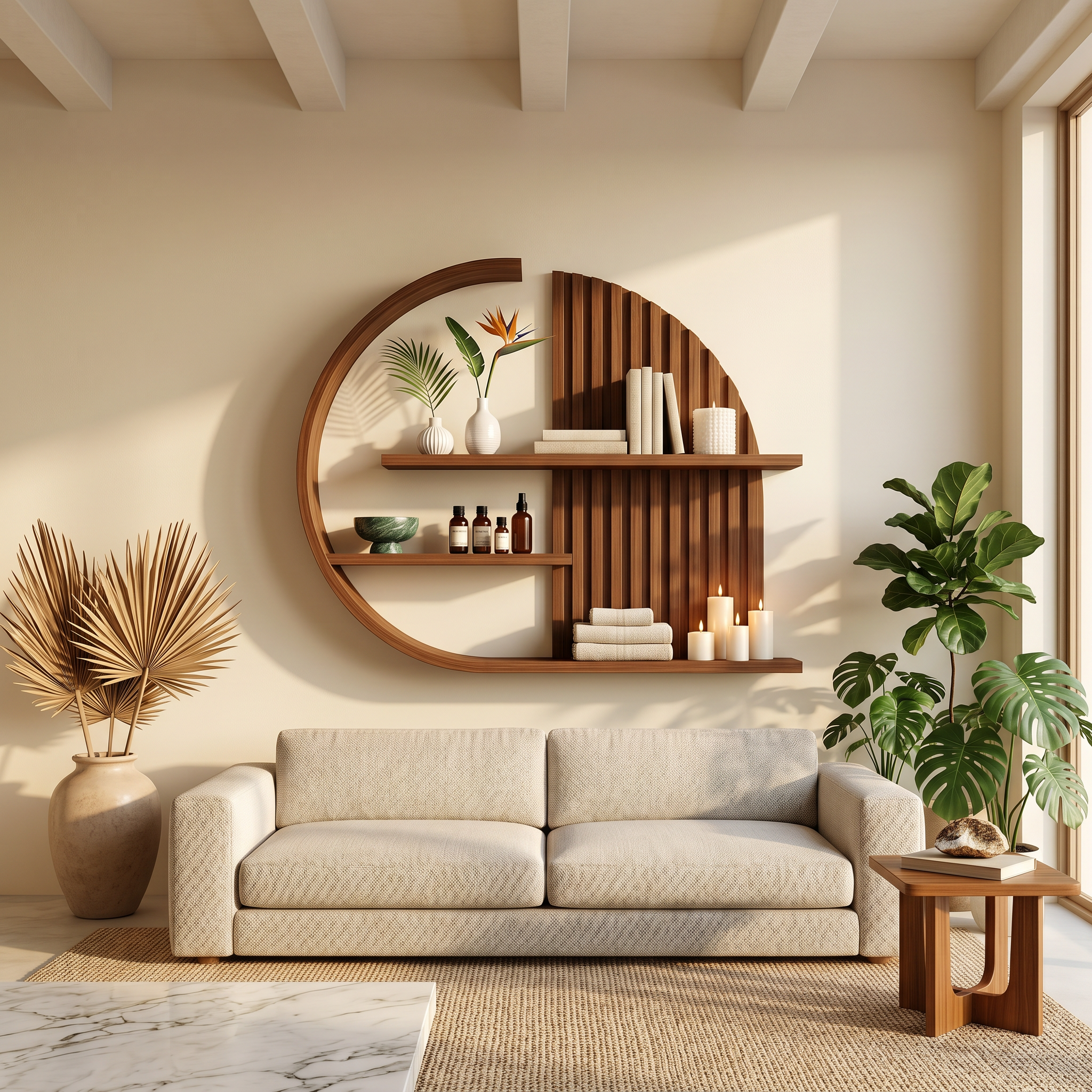 Japandi Minimal Wall Shelf Living Room And Calm Space