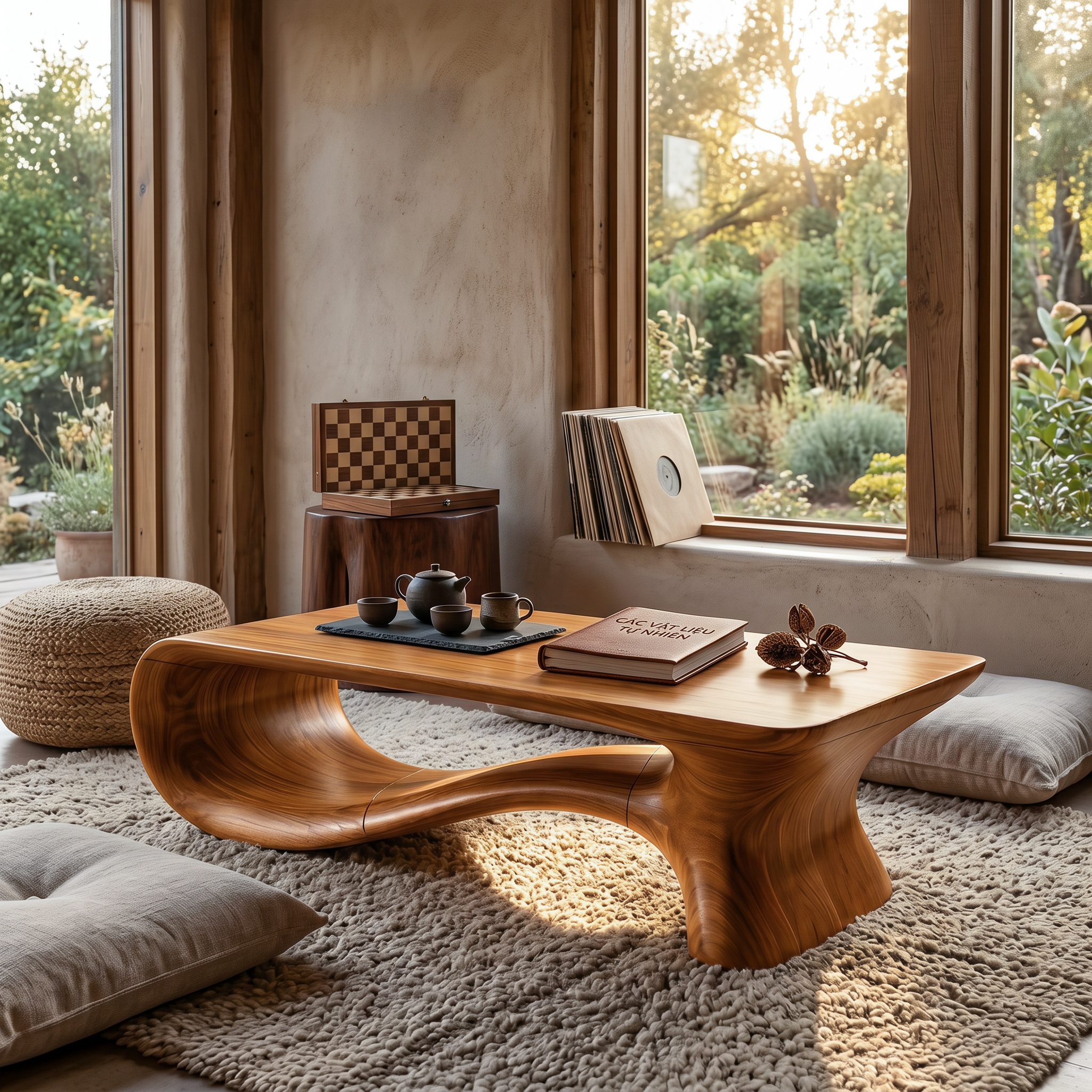 Modern Coffee Table With Flowing Organic Silhouette For Living Room