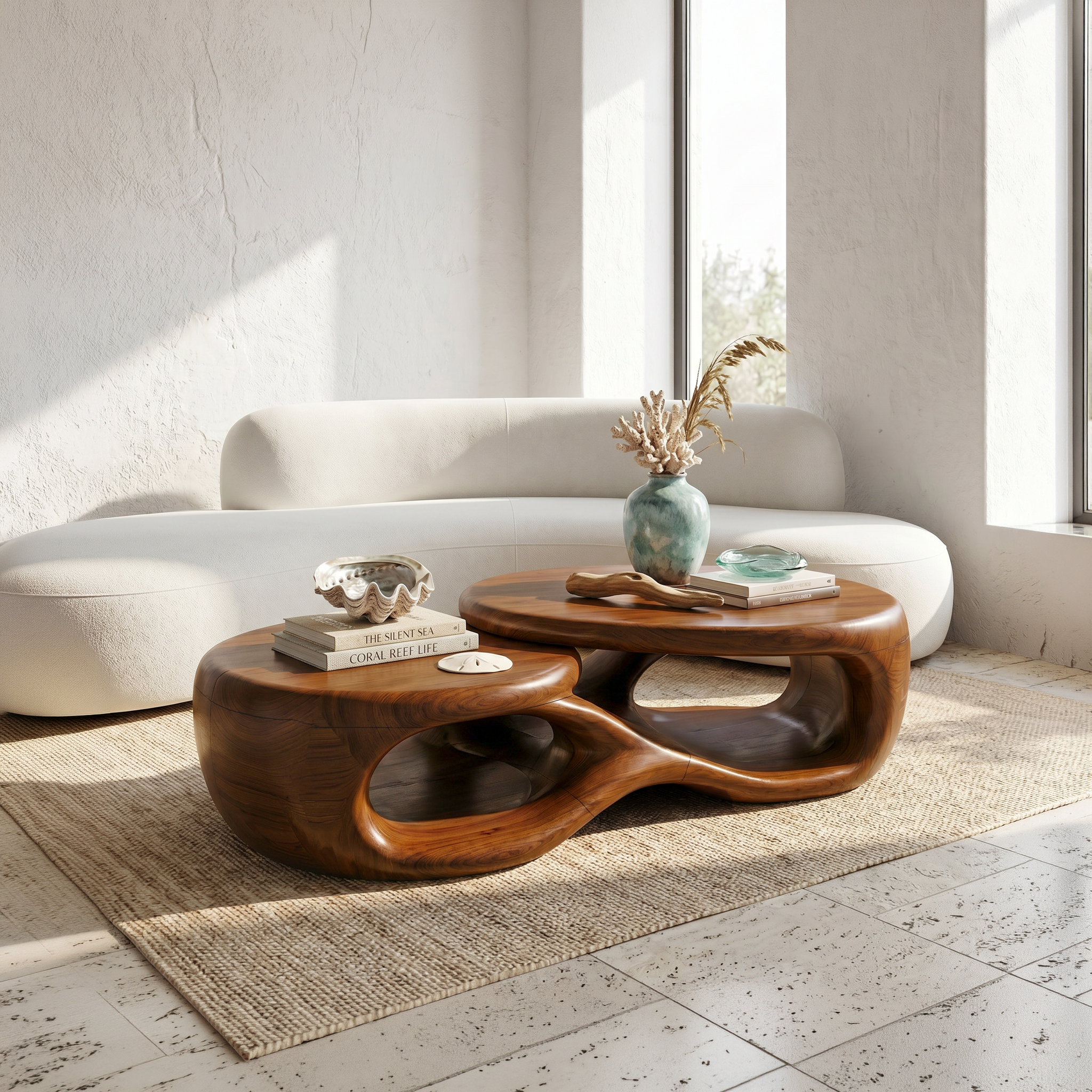 Organic Coffee Table With Sculptural Open Form Design For Living Room