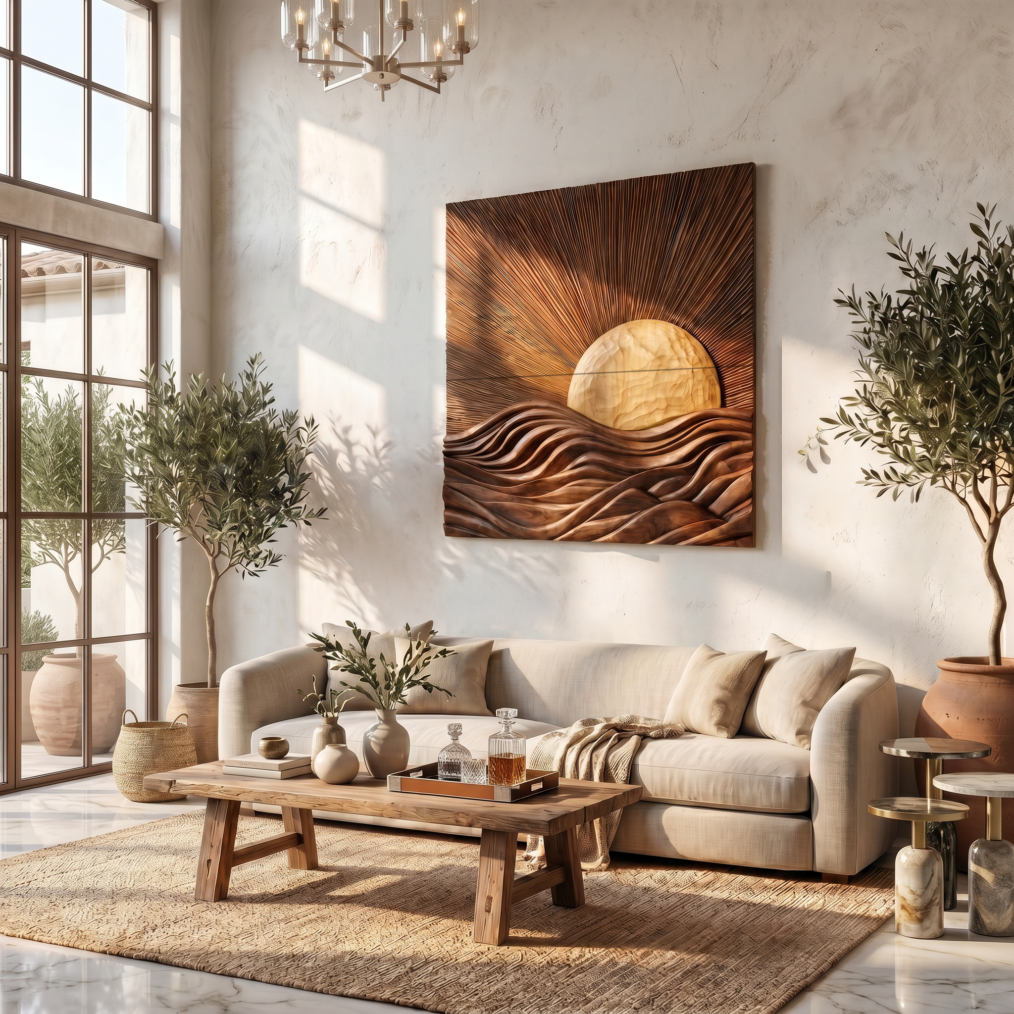 Organic Sunrise Wall Art Panel For Living Room And Entryway