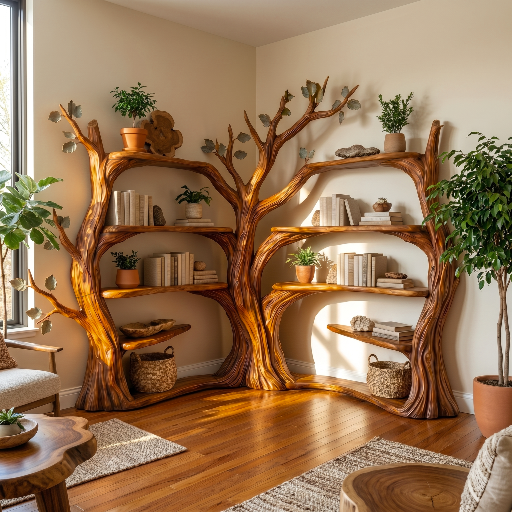 Tree Corner Bookshelf For Living Room And Reading Room