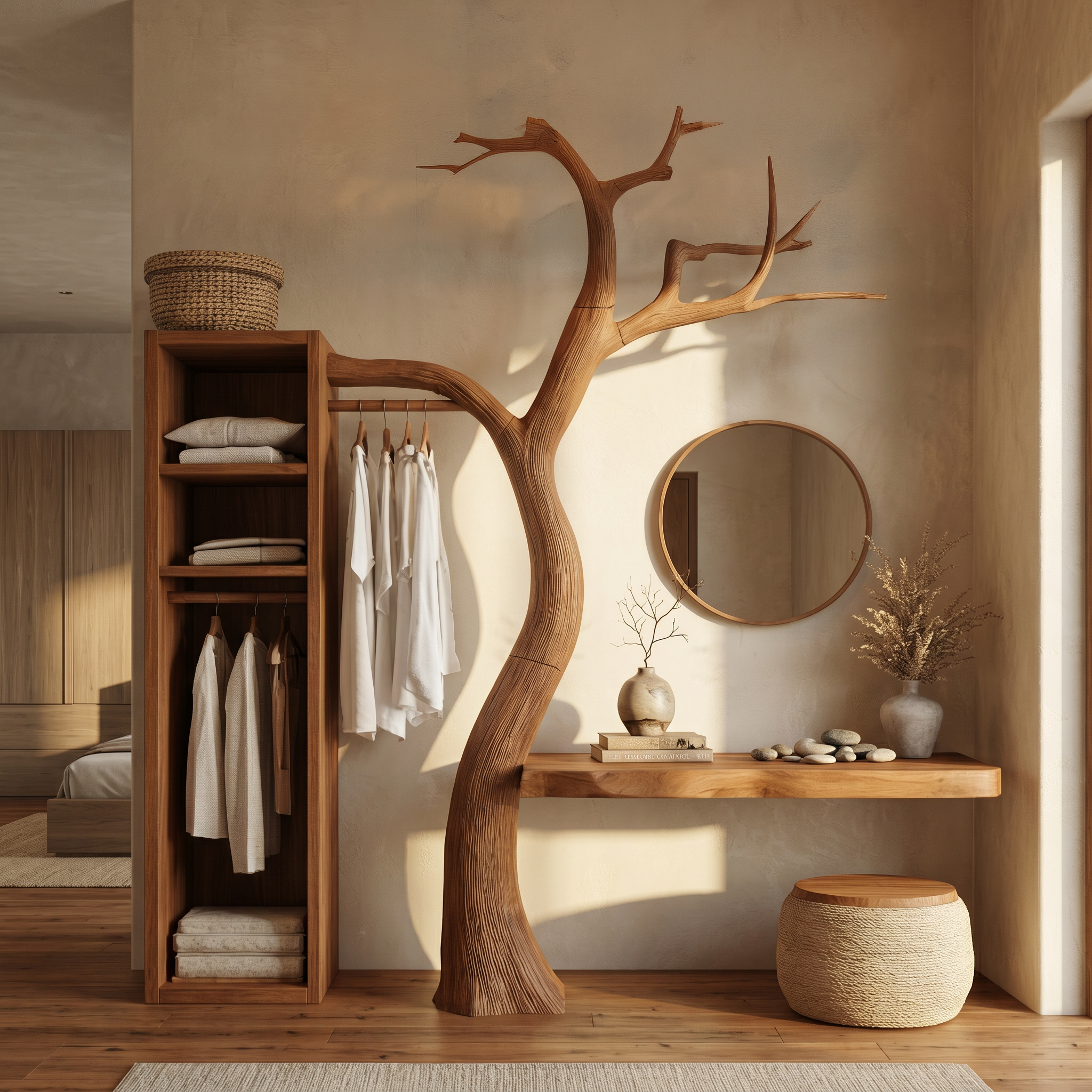 Natural Wardrobe Tree Coat Rack Bedroom And Walk In Closet