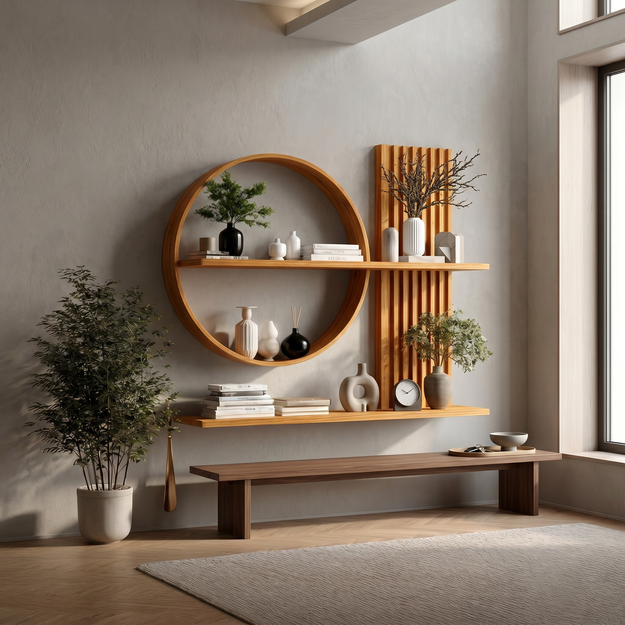 Scandinavian Japanese Wall Decor Shelf Living Room And Natural Room