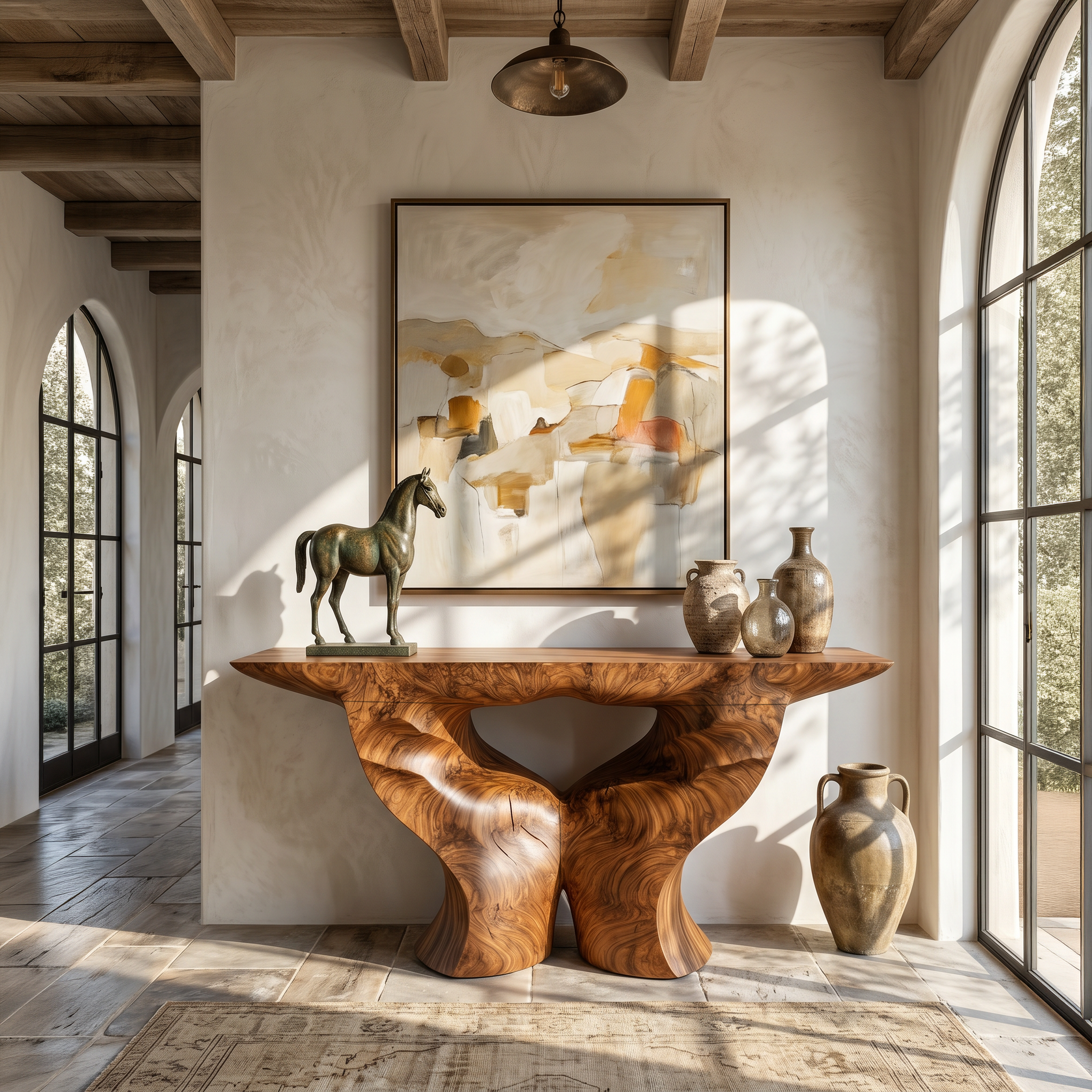 Organic Console Table With Artistic Nature Inspired Design For Living Room