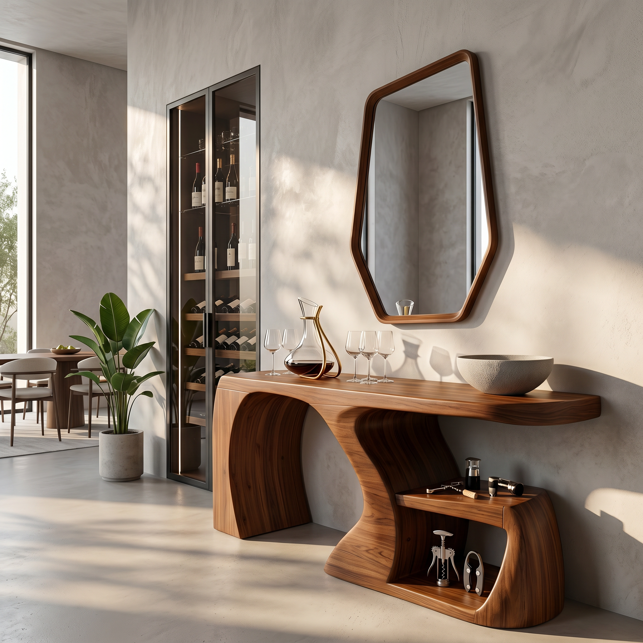 Modern Console Table With Architectural Curved Design For Entryway
