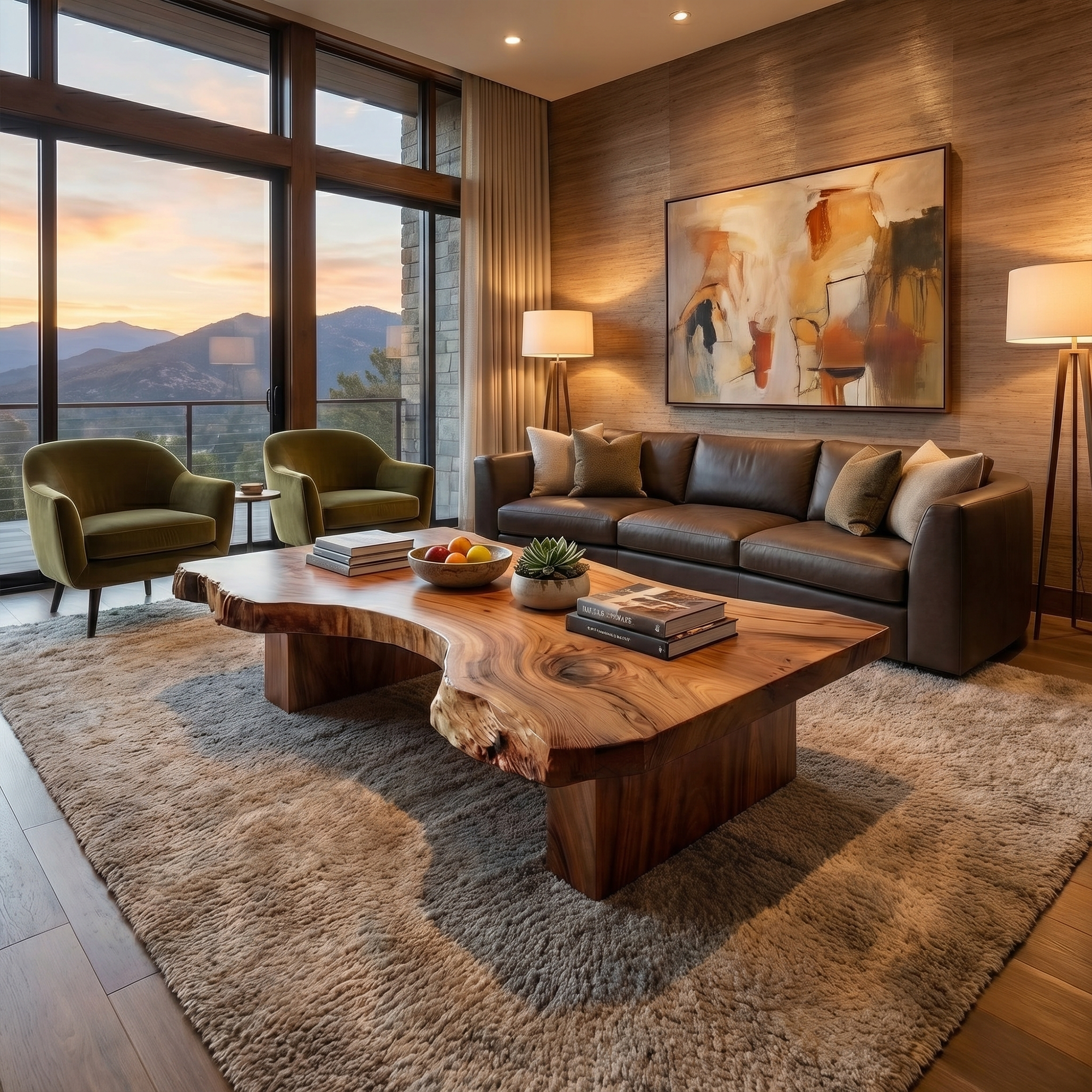 Rustic Sculptural Coffee Table Modern Living Room Display