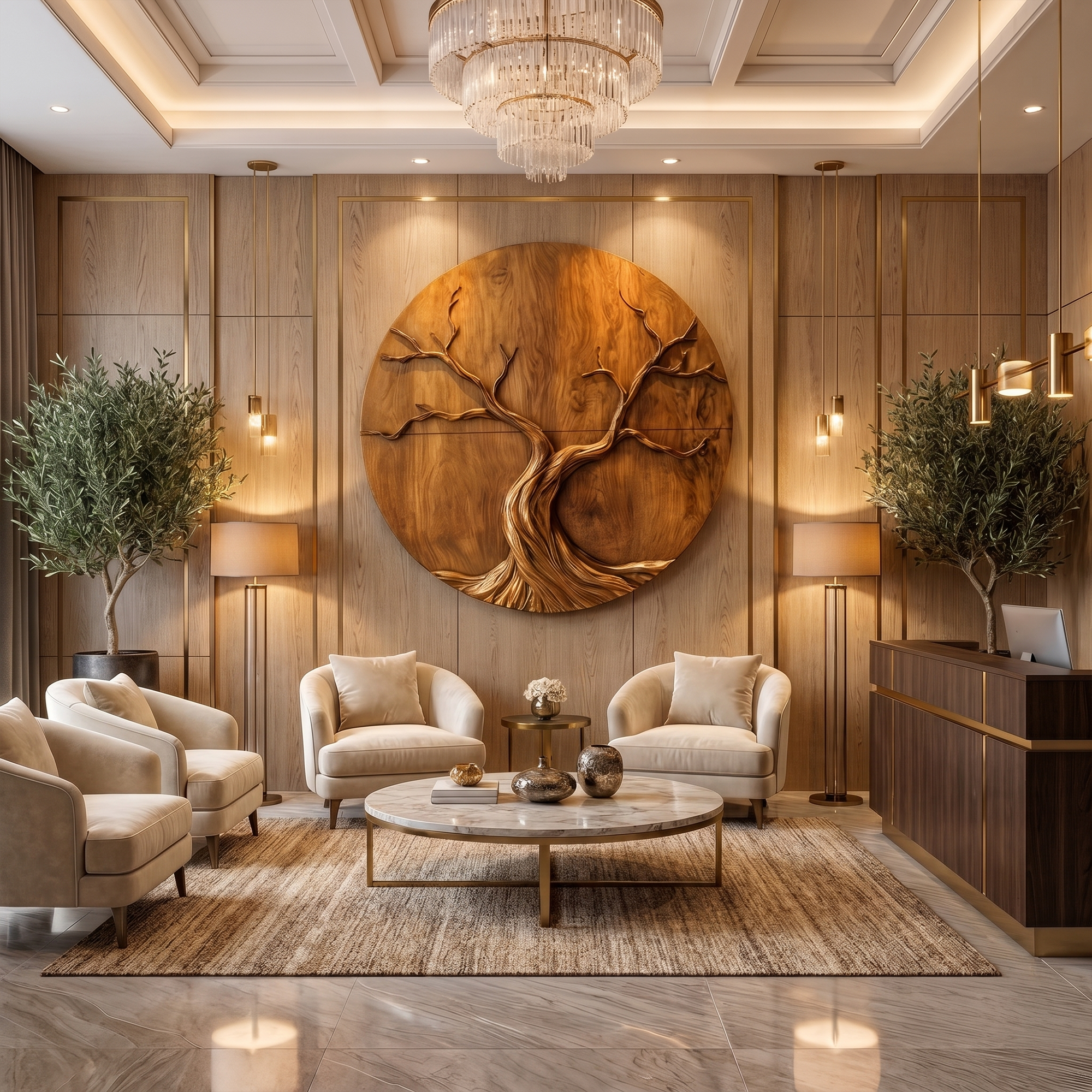 Round Tree Wall Decor For Living Room Sculptural Wood Artwork