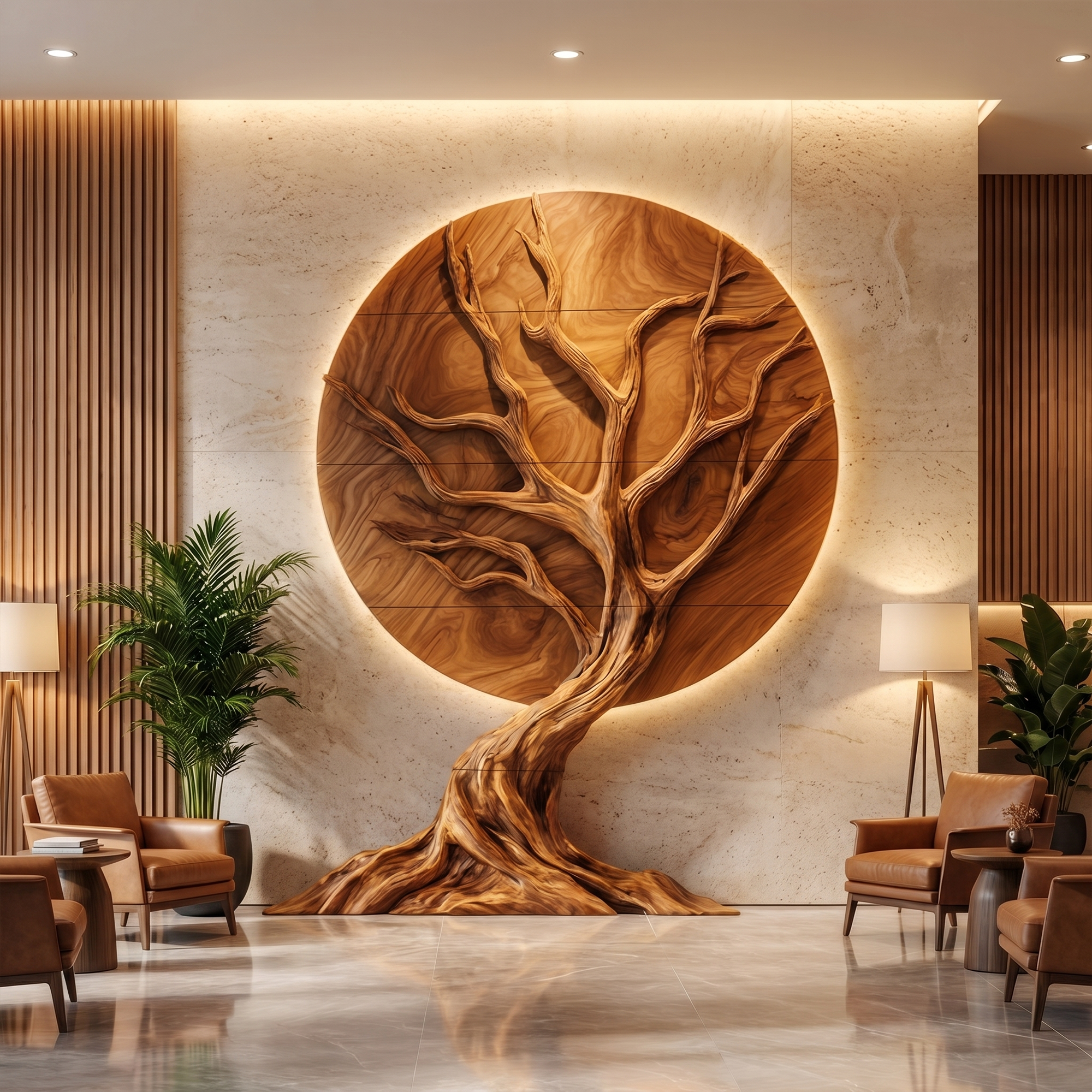 Handcrafted Tree Wall Sculpture For Living Room Architectural Accent