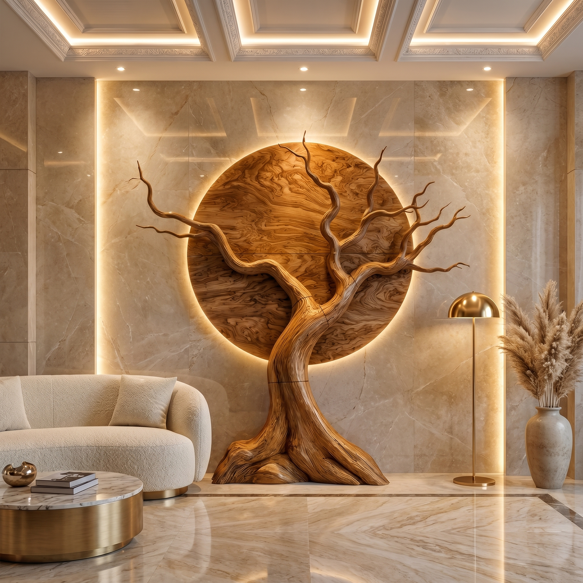 Organic Modern Tree Wall Art For Living Room Statement Feature