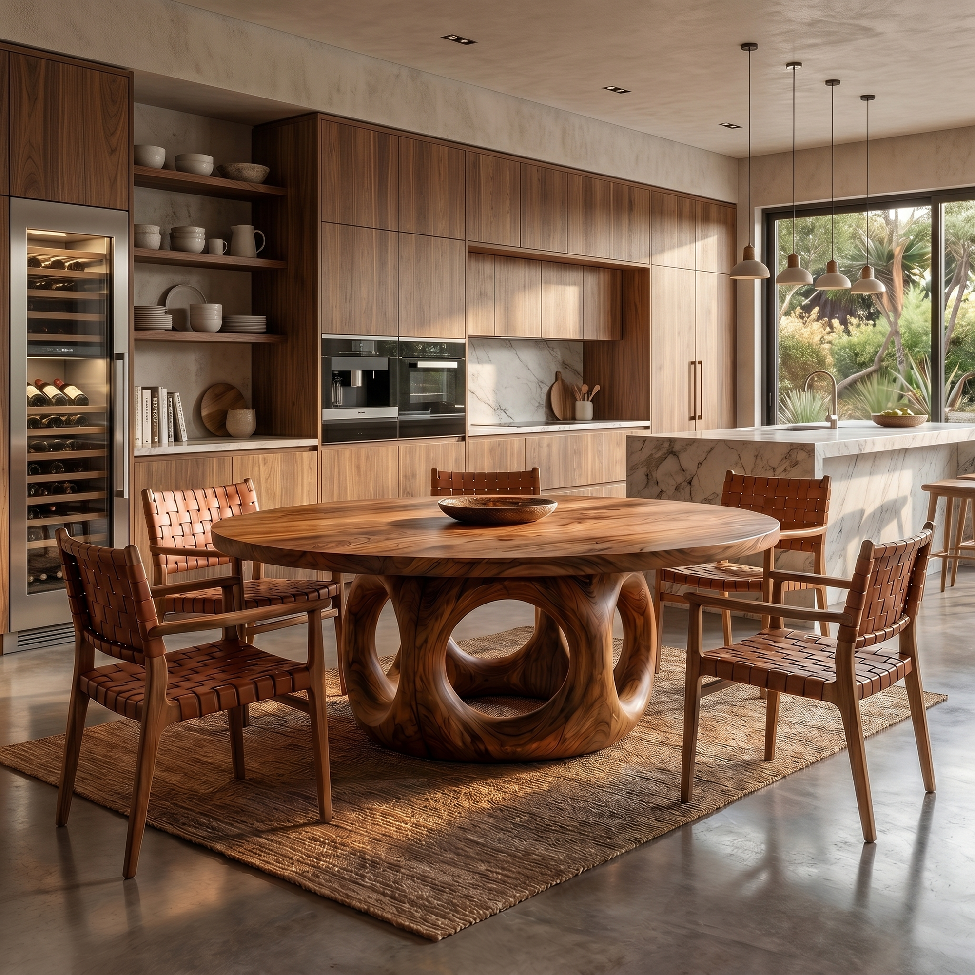 Handcrafted Round Dining Table Nature Inspired Design For Dining Room