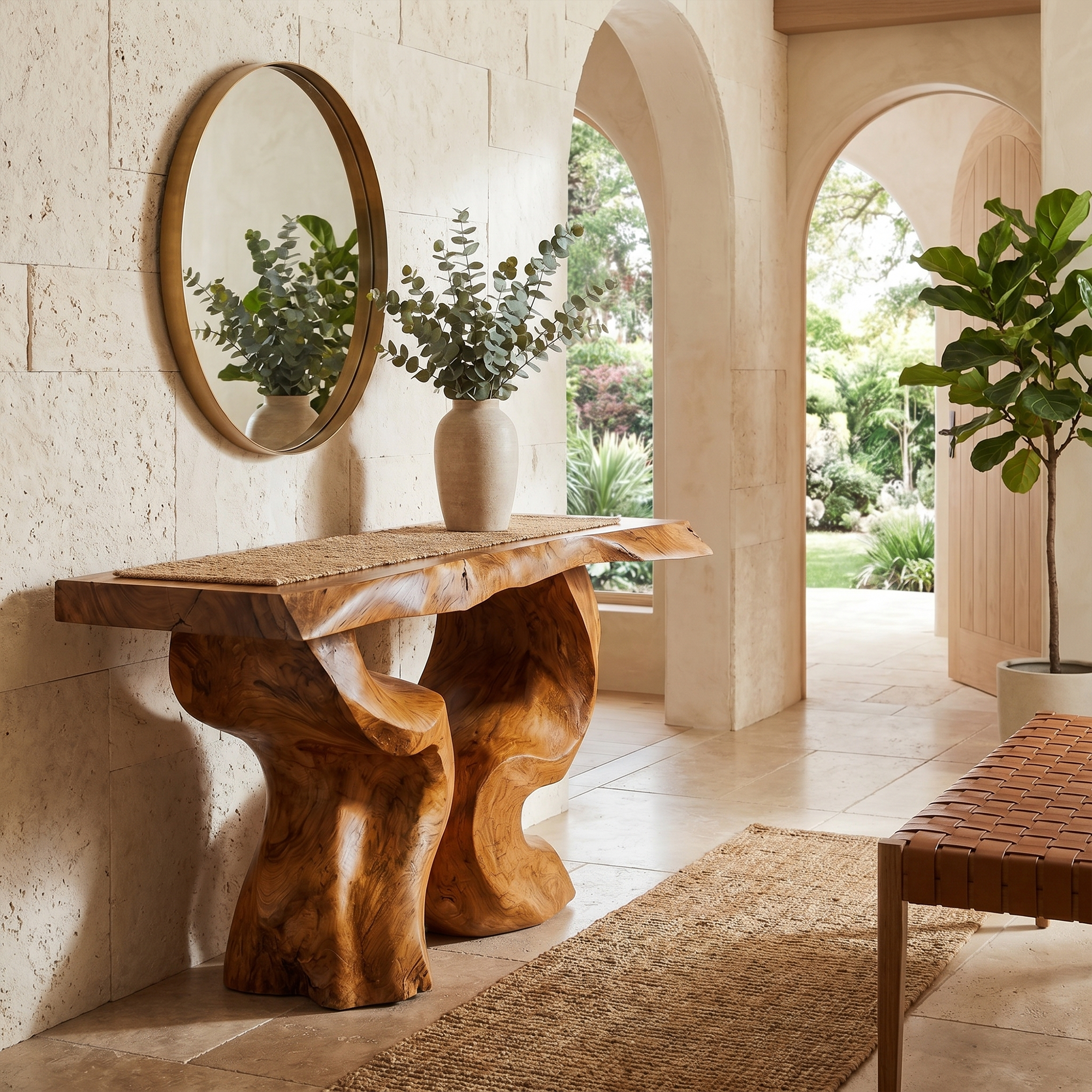 Modern Console Table Freeform Root Base For Entryway