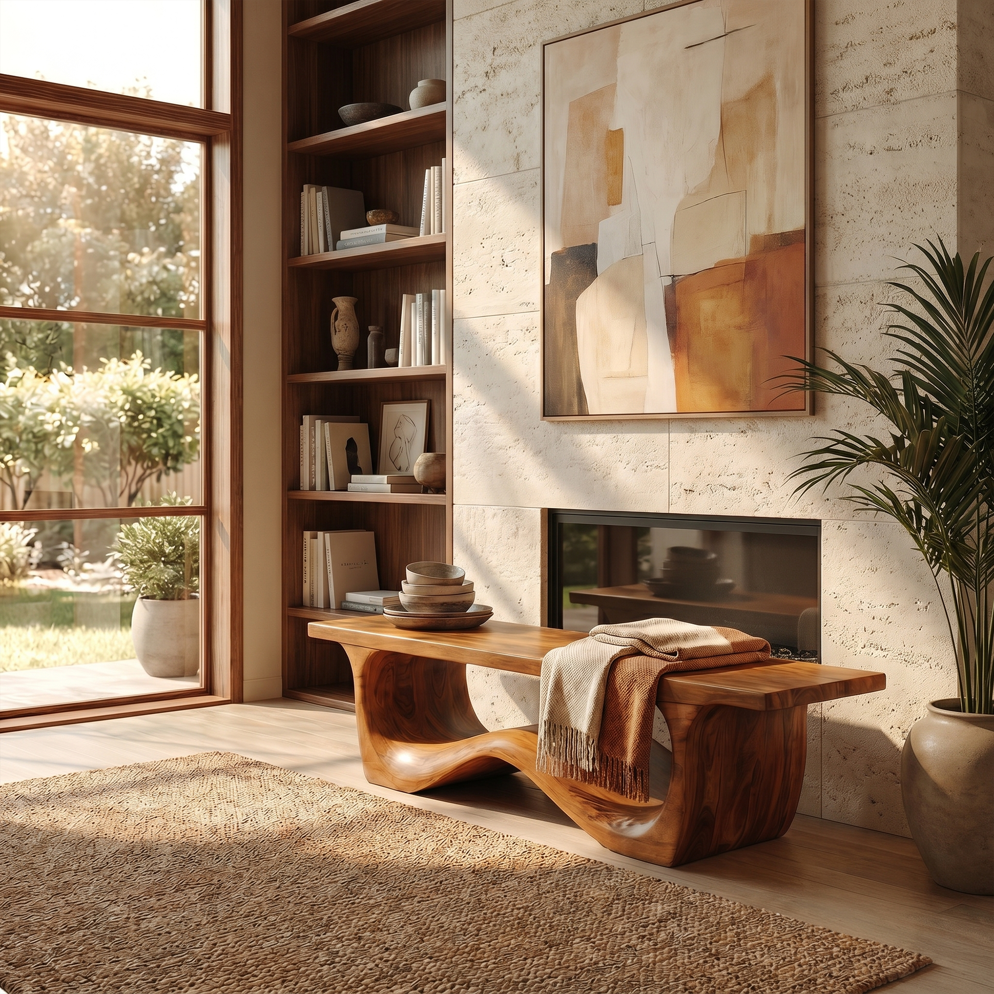 Artistic Sculptural Organic Bench For Entryway Decor