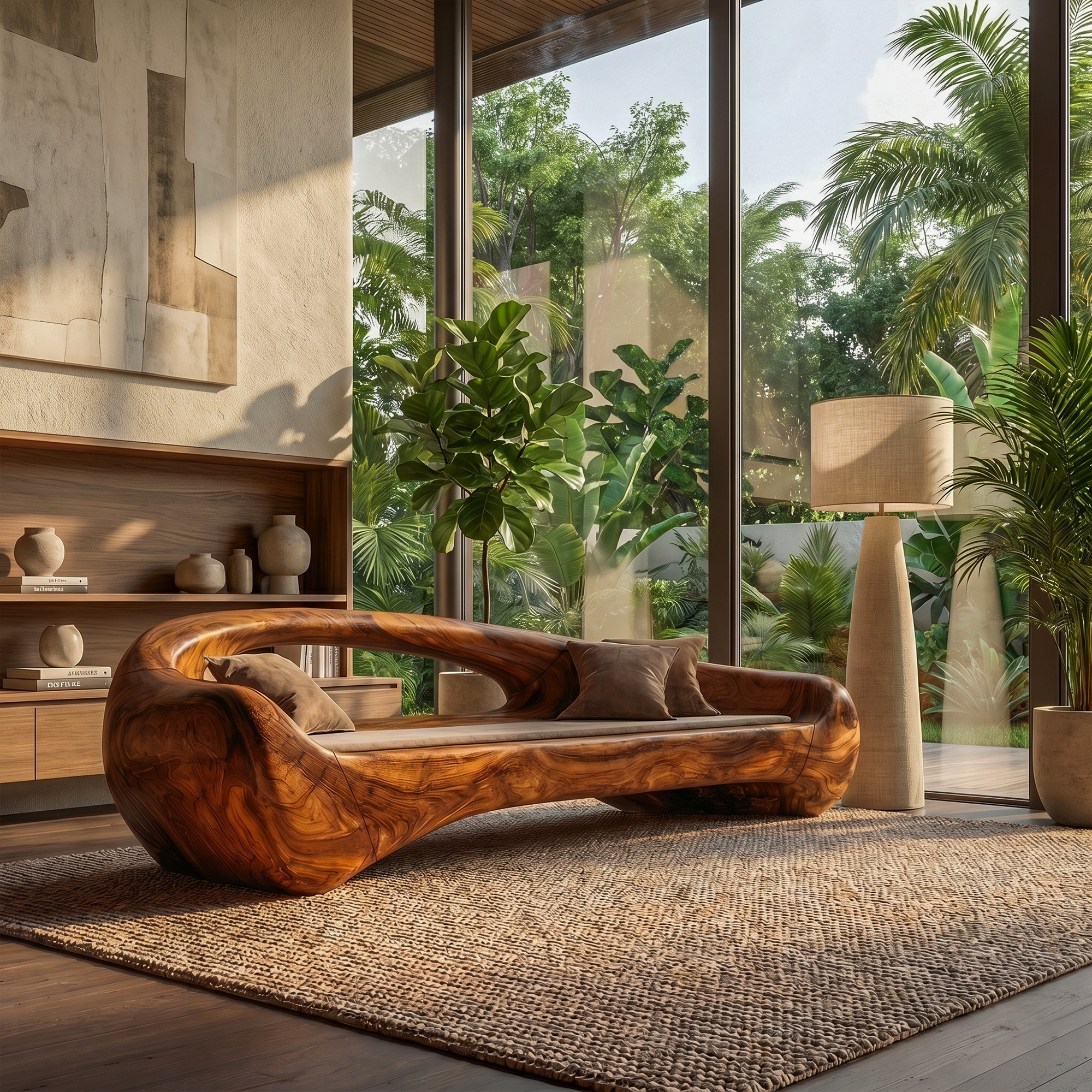 Organic Sofa Frame With Sculptural Solid Wood Design For Living Room