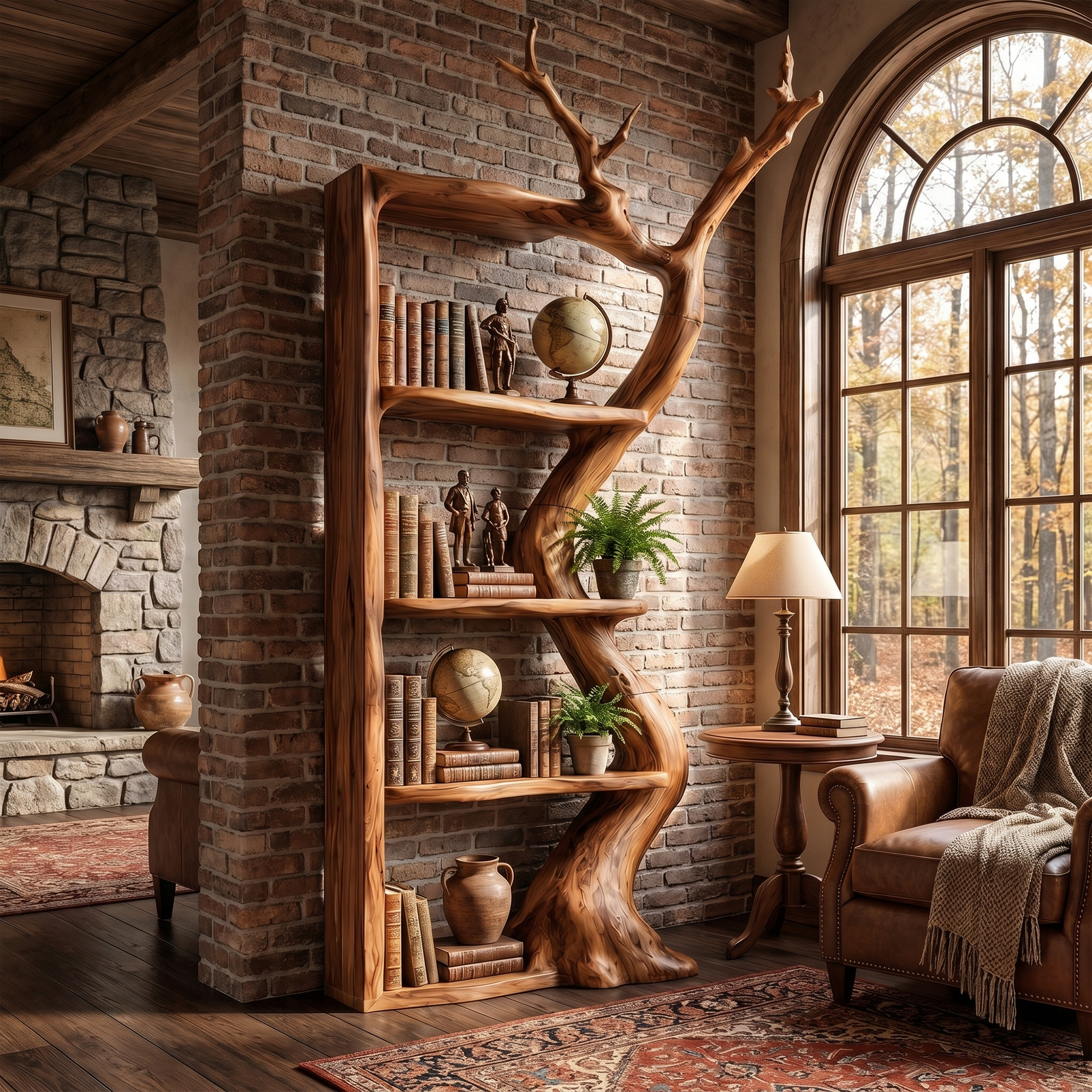 Sculptural Tree Bookshelf With Flowing Branch Frame For Living Room
