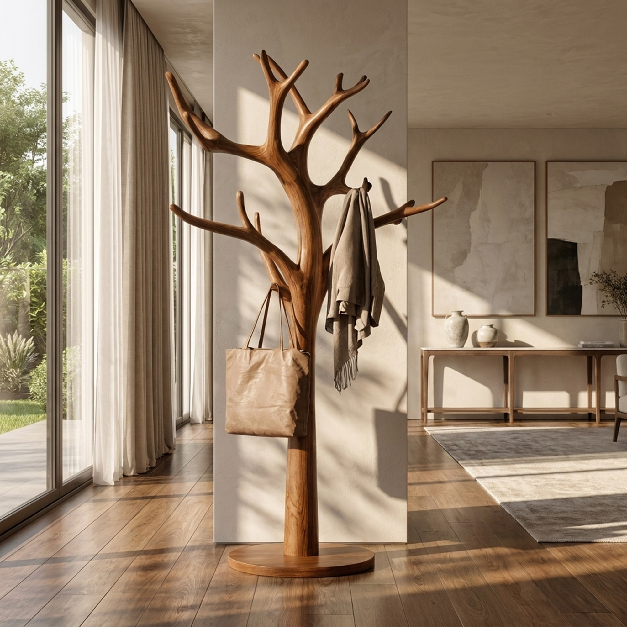 Rustic Tree Coat Stand Entryway Living Room Mudroom