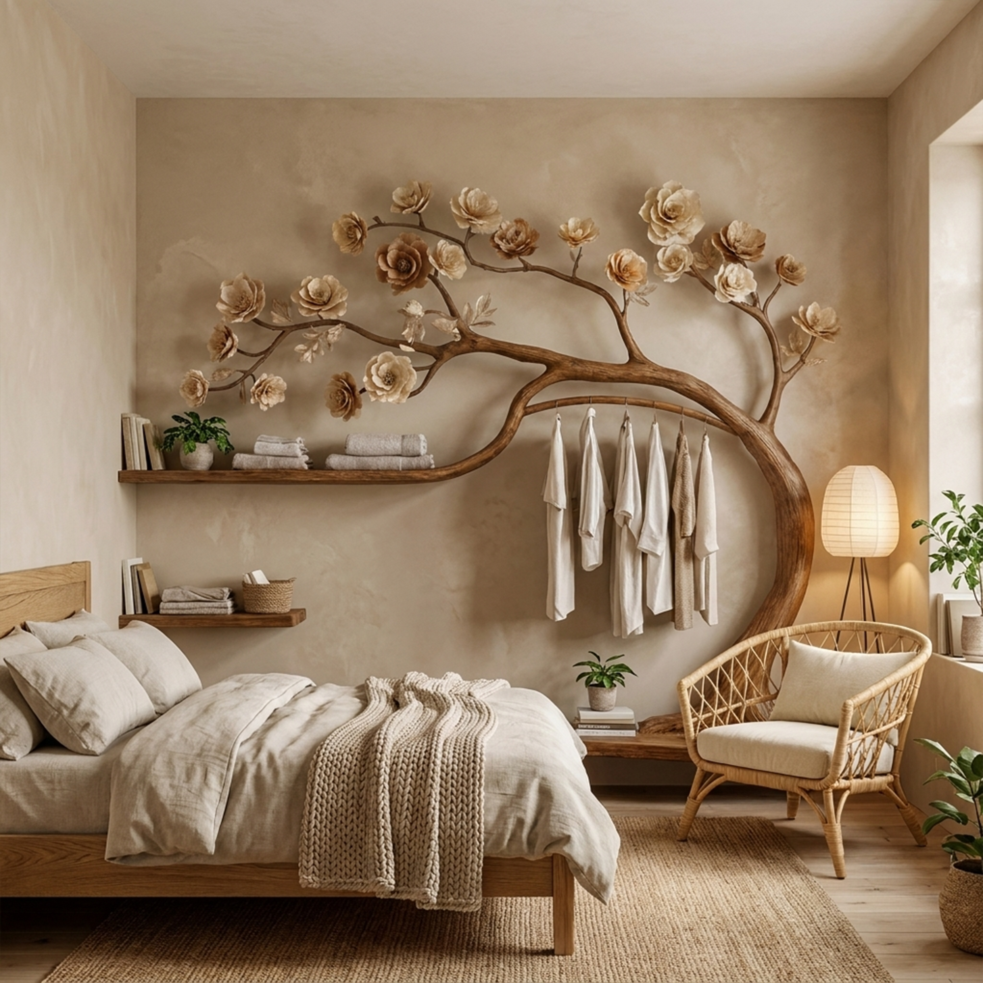 Rustic Tree Wardrobe Solid Wood Handcrafted Bedroom Storage