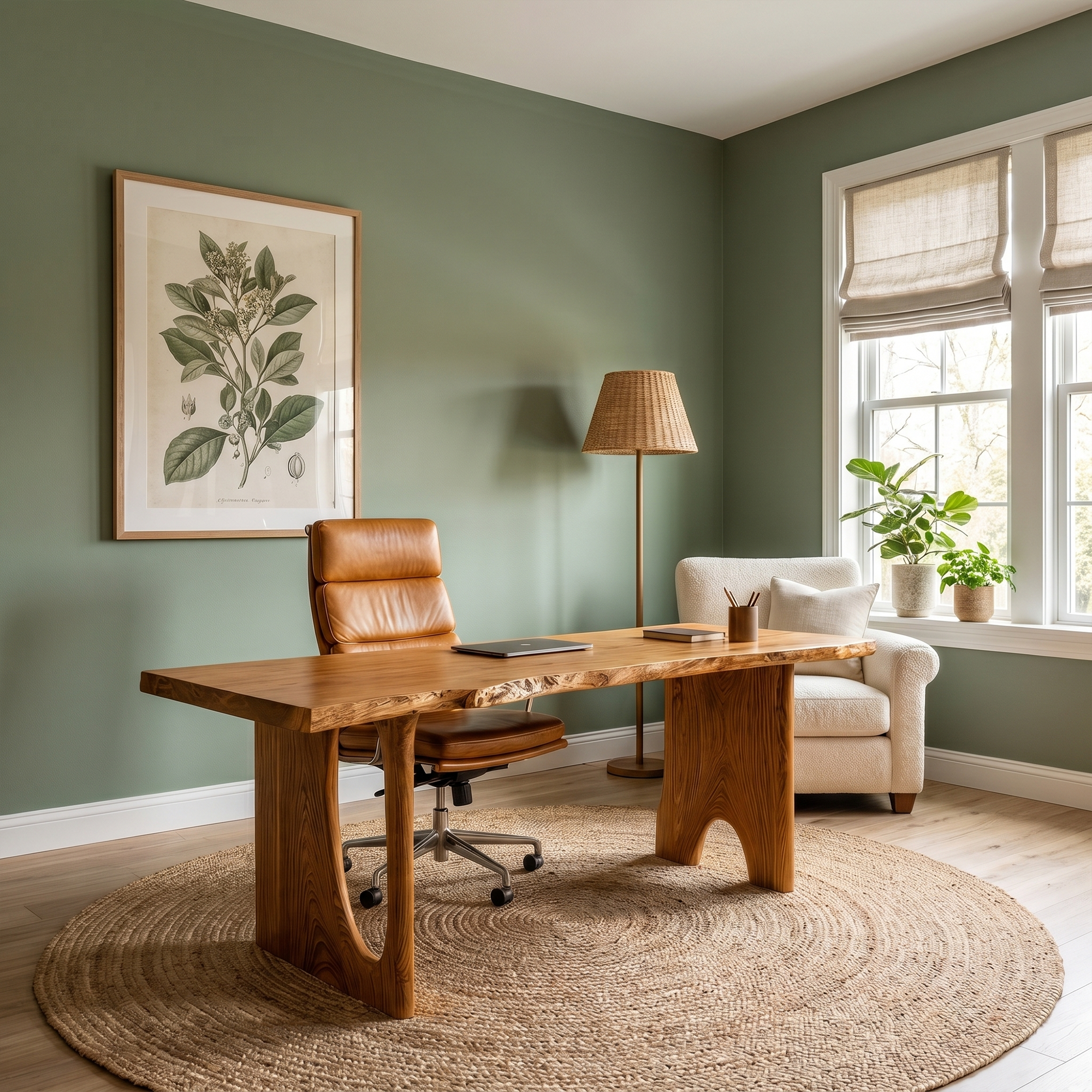 Nature Inspired Wooden Desk For Study Room And Home Office
