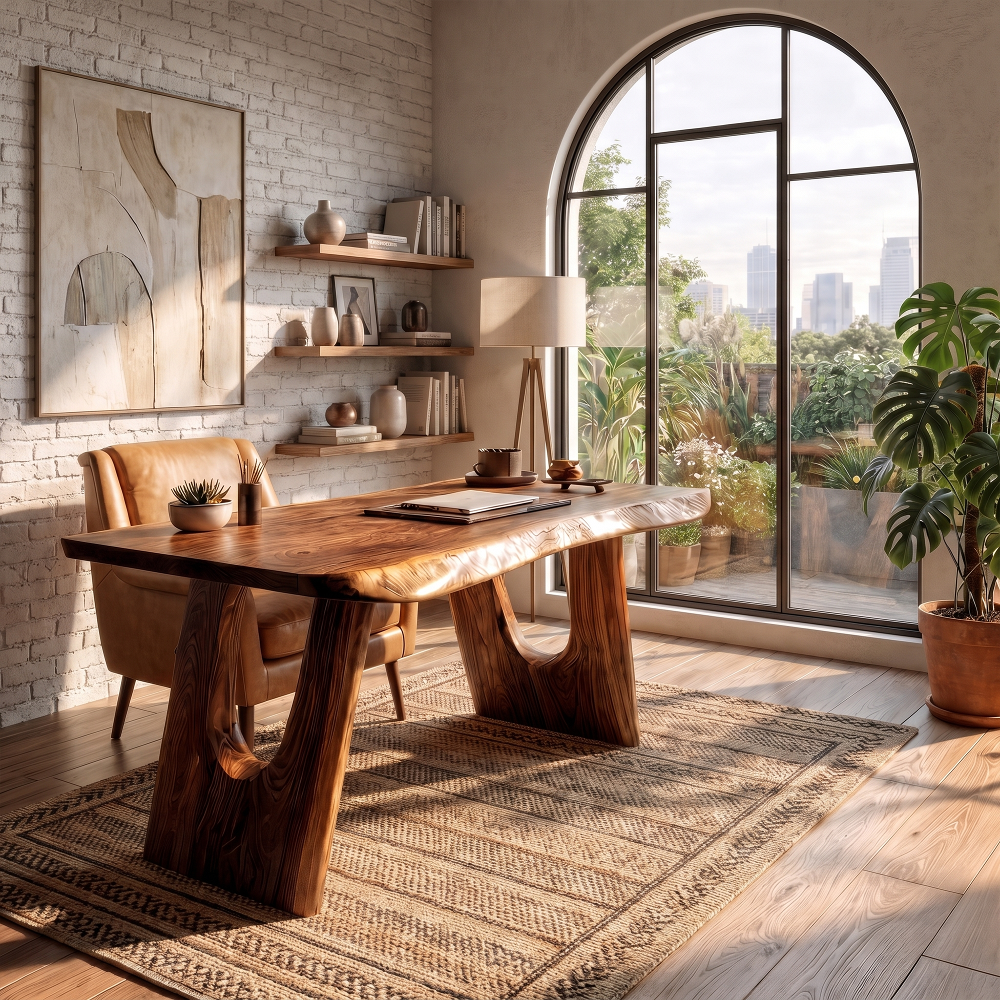 Rustic Wooden Desk For Home Office And Study Room Workspace