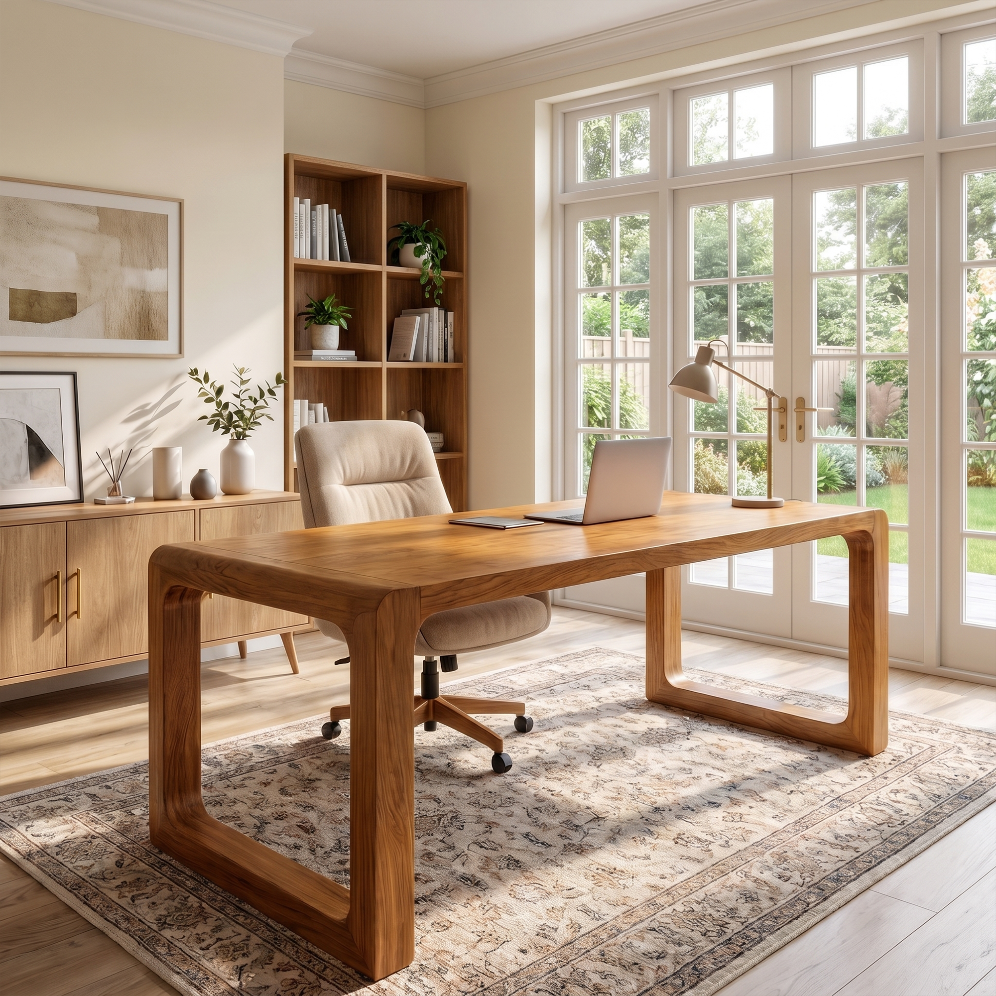 Handcrafted Wooden Desk For Home Office Productivity And Comfort