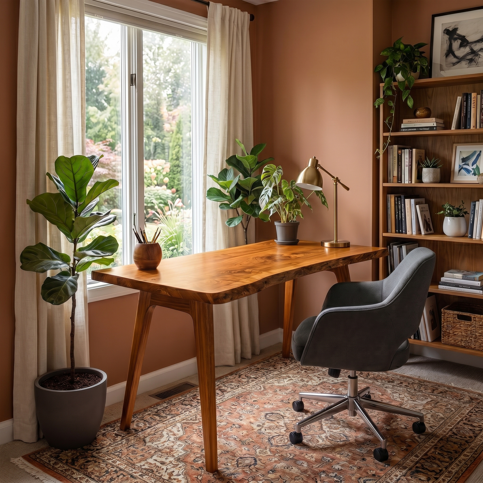Rustic Solid Wood Desk For Home Office And Study Room