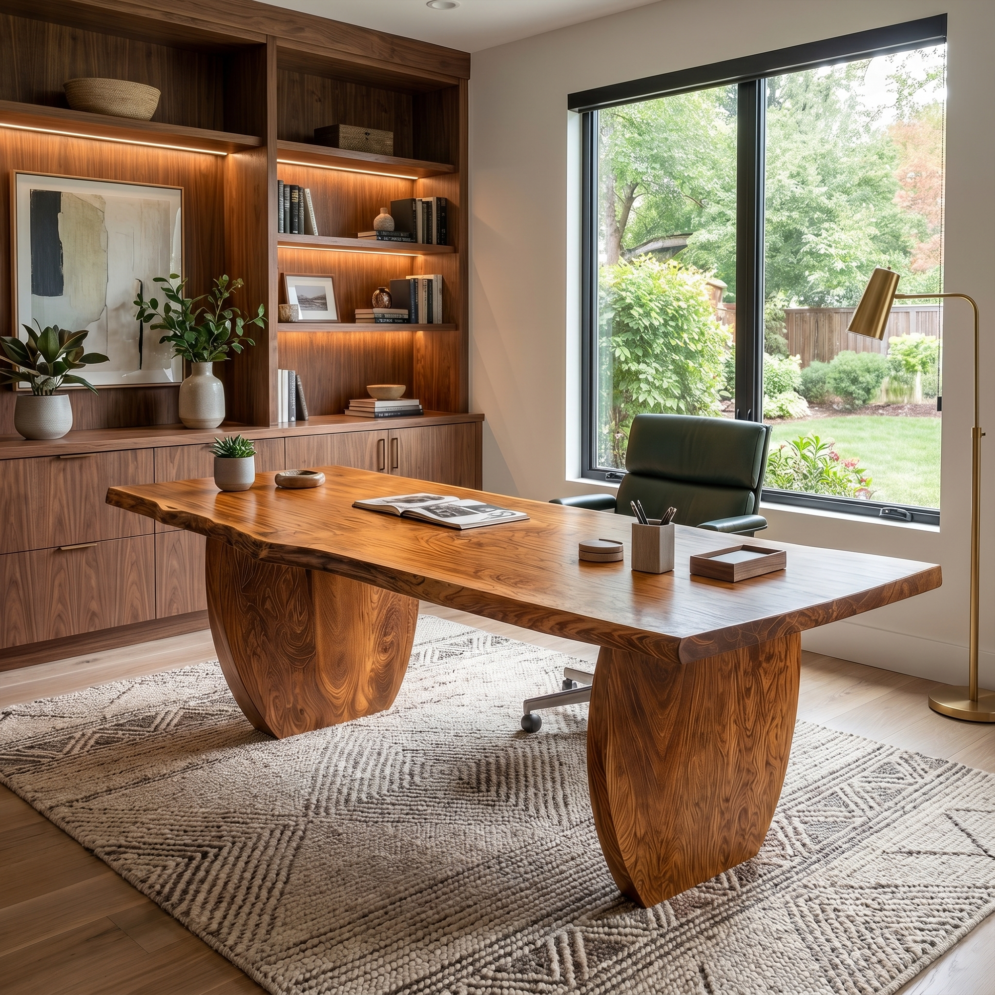 Organic Wooden Executive Desk For Home Office And Study Room