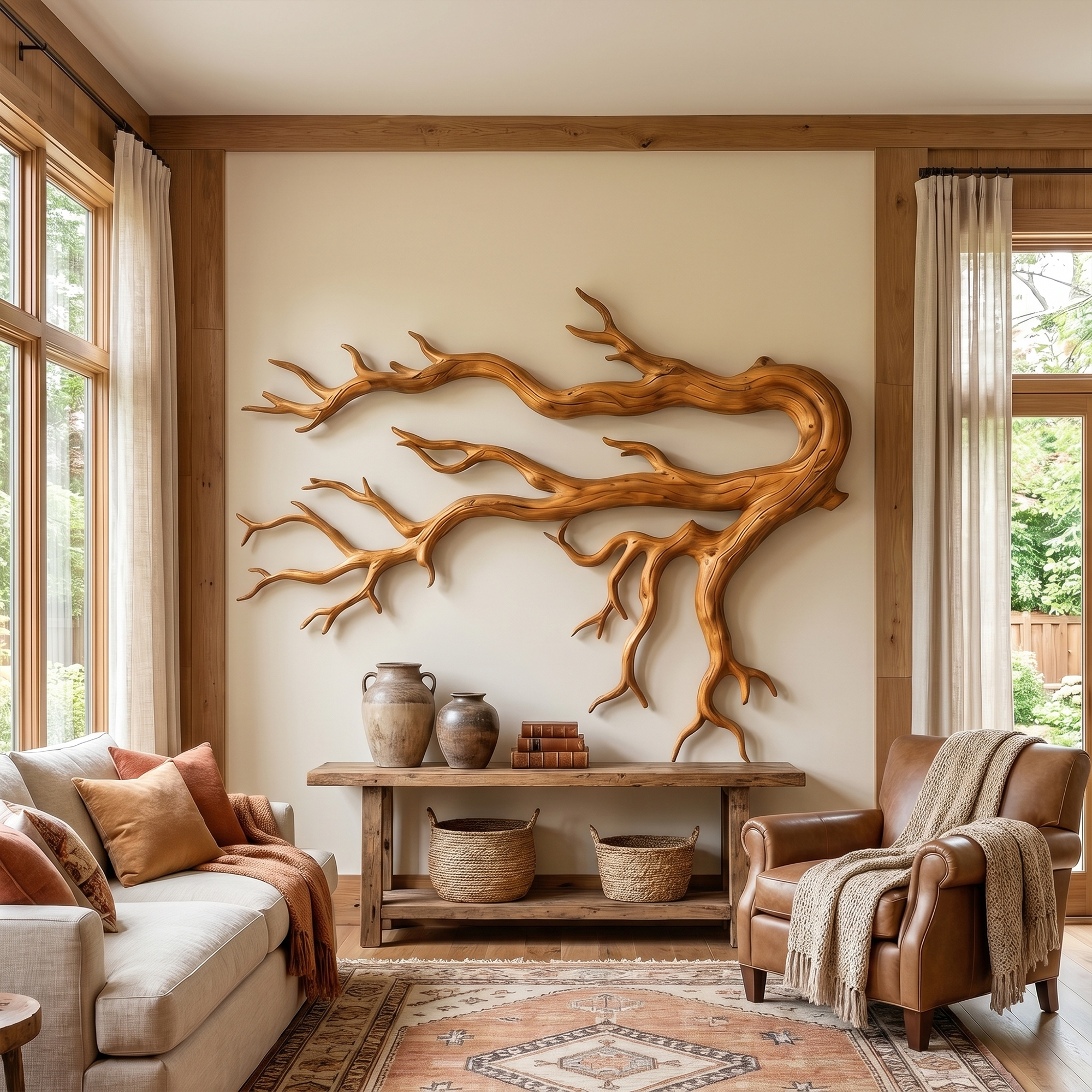 Driftwood Root Sculptural Solid Wood Wall Art Rustic Nature Inspired Decor
