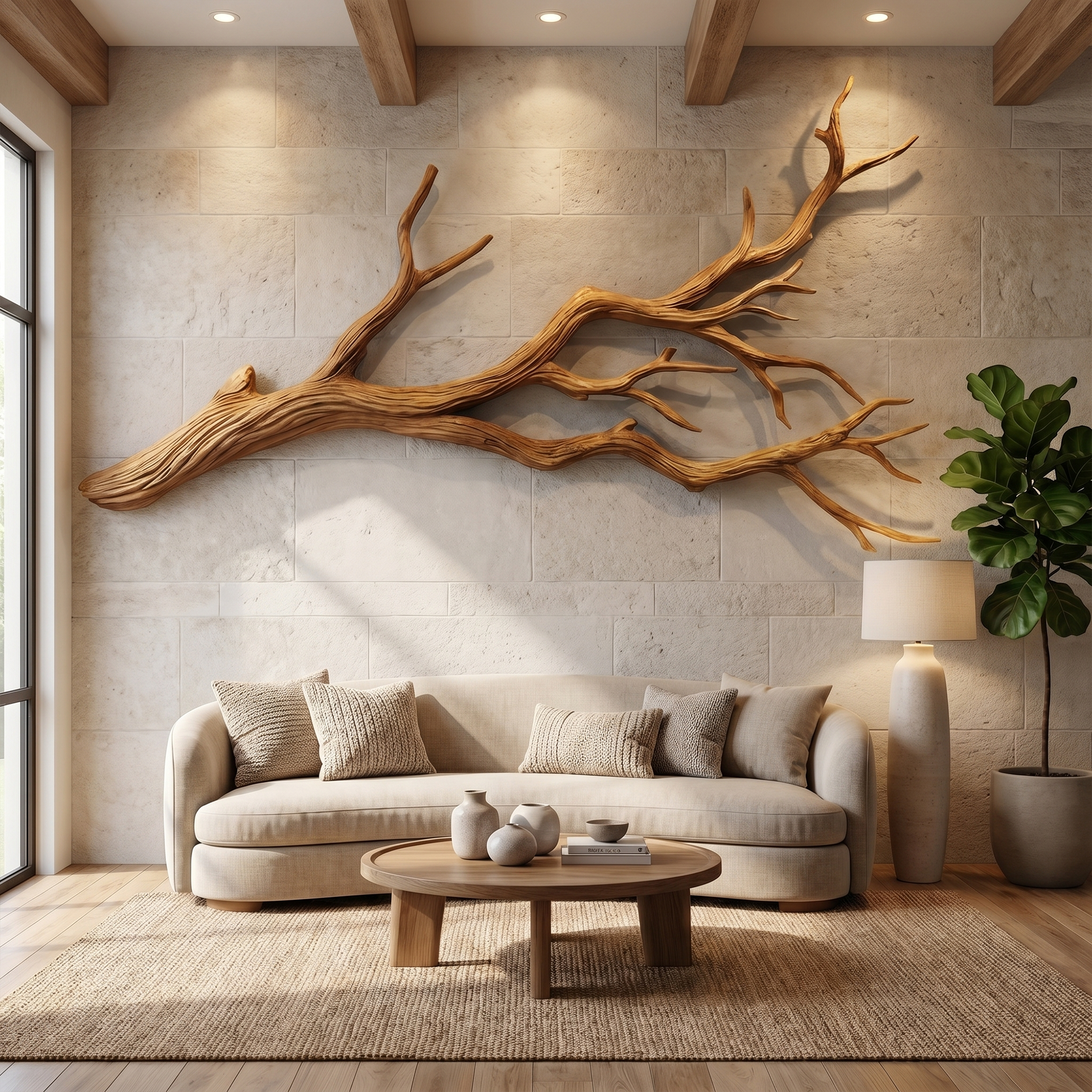 Flowing Organic Wood Branch Wall Sculpture Contemporary Decor