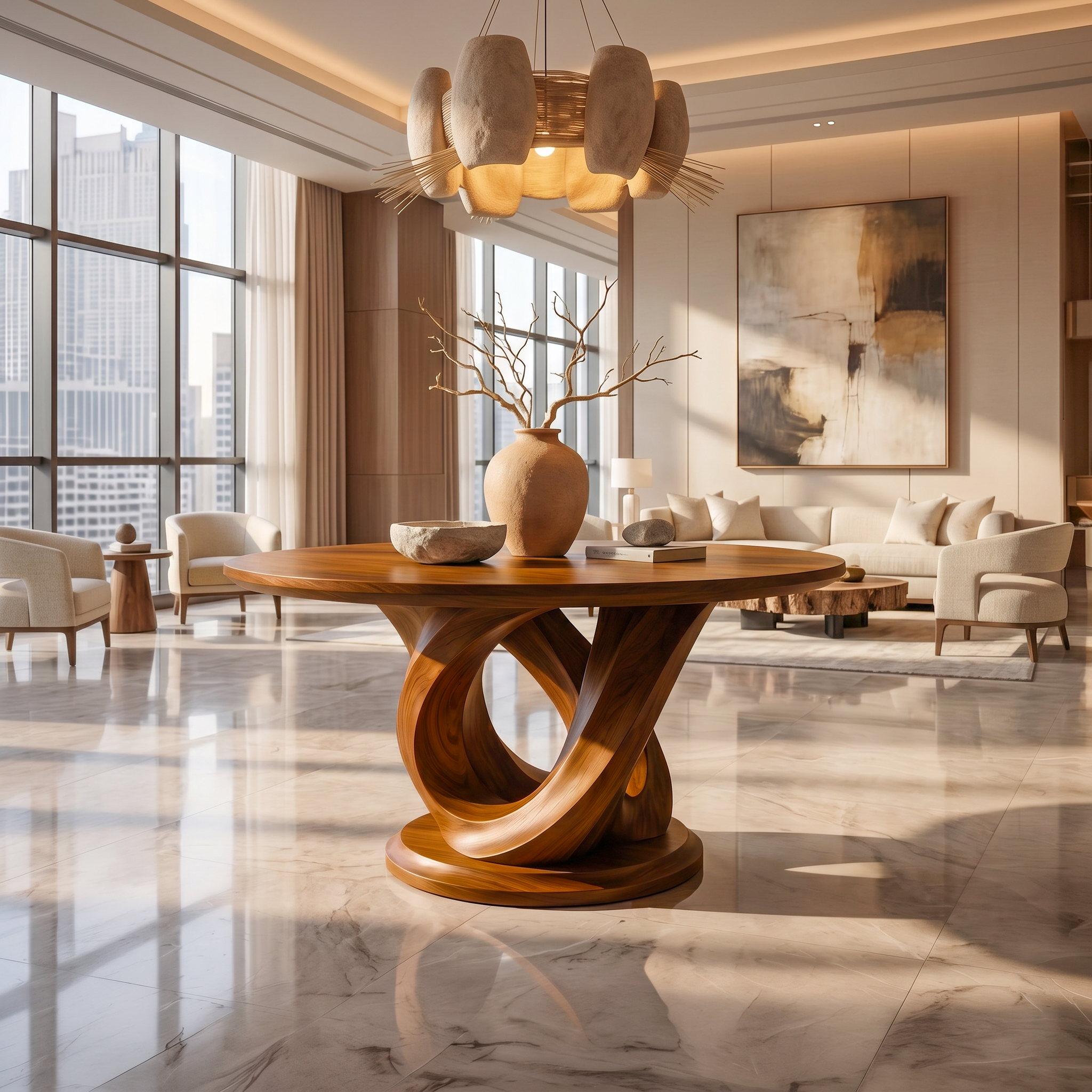 Modern Foyer Table Handcrafted Sculptural Base For Entryway